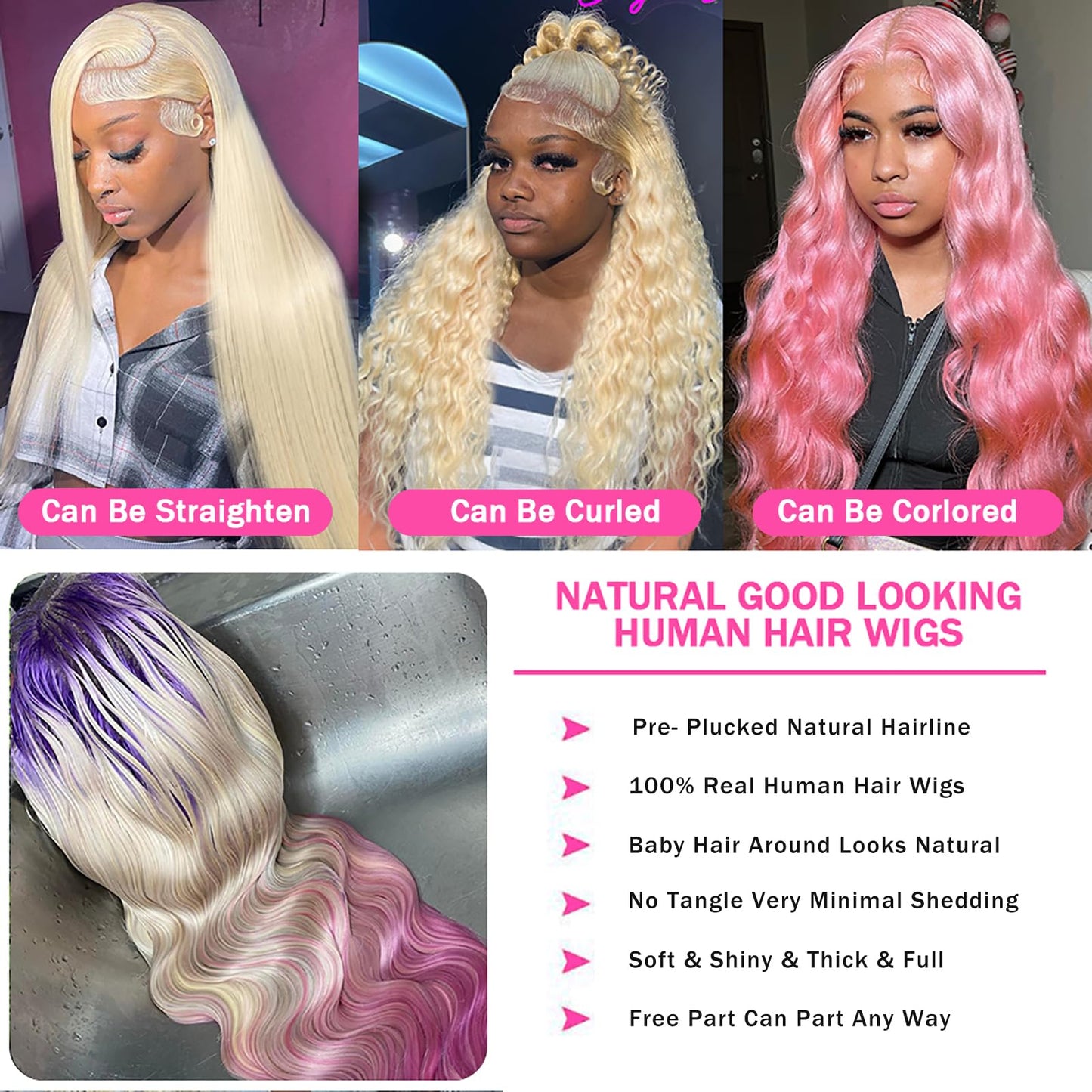 613 Lace Front Wig Human Hair Body Wave Lace Front Wigs Human Hair 13x4 HD Transparent Blonde Lace Front Wigs Human Hair Pre Plucked Guleless 613 Blonde Wig Human Hair 24 Inch 180% Density