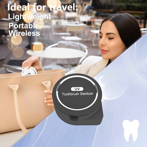 Cahot Toothbrush case Holder, Toothbrush cleaner and Holder Cover Caps with Fan Drying, Rechargeable Portable Toothbrush Case Fits Most Electric and Manual Toothbrushes (Black)