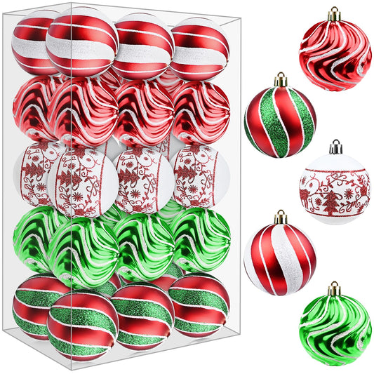 30ct Christmas Balls Ornaments- 2.36’’ Shatterproof Balls Ornaments for Xmas Tree Decorations, Hanging Balls Red and Green Christmas Ball Ornaments Set for Holiday Party Decoration (2)