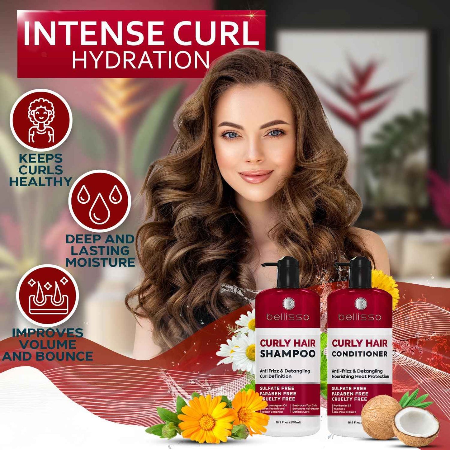 Curly Hair Shampoo and Conditioner Set and Curly Hair Mask