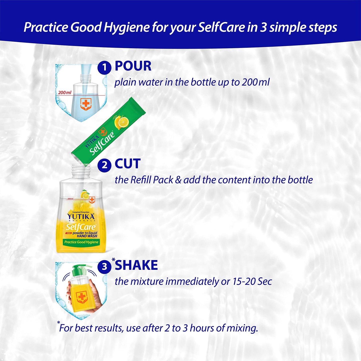Yutika Selfcare Powder to Liquid Hand Wash Lemon with Bottle