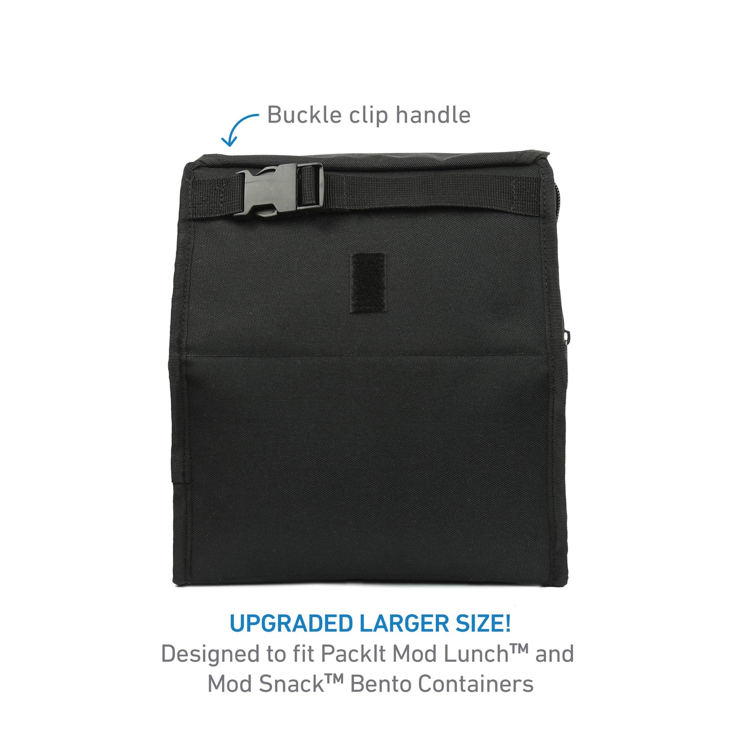 PackIt Freezable Lunch Bag, Black, Built with EcoFreeze Technology, Foldable, Reusable, Zip and Velcro Closure with Buckle Handle, Perfect for School and Office Lunches