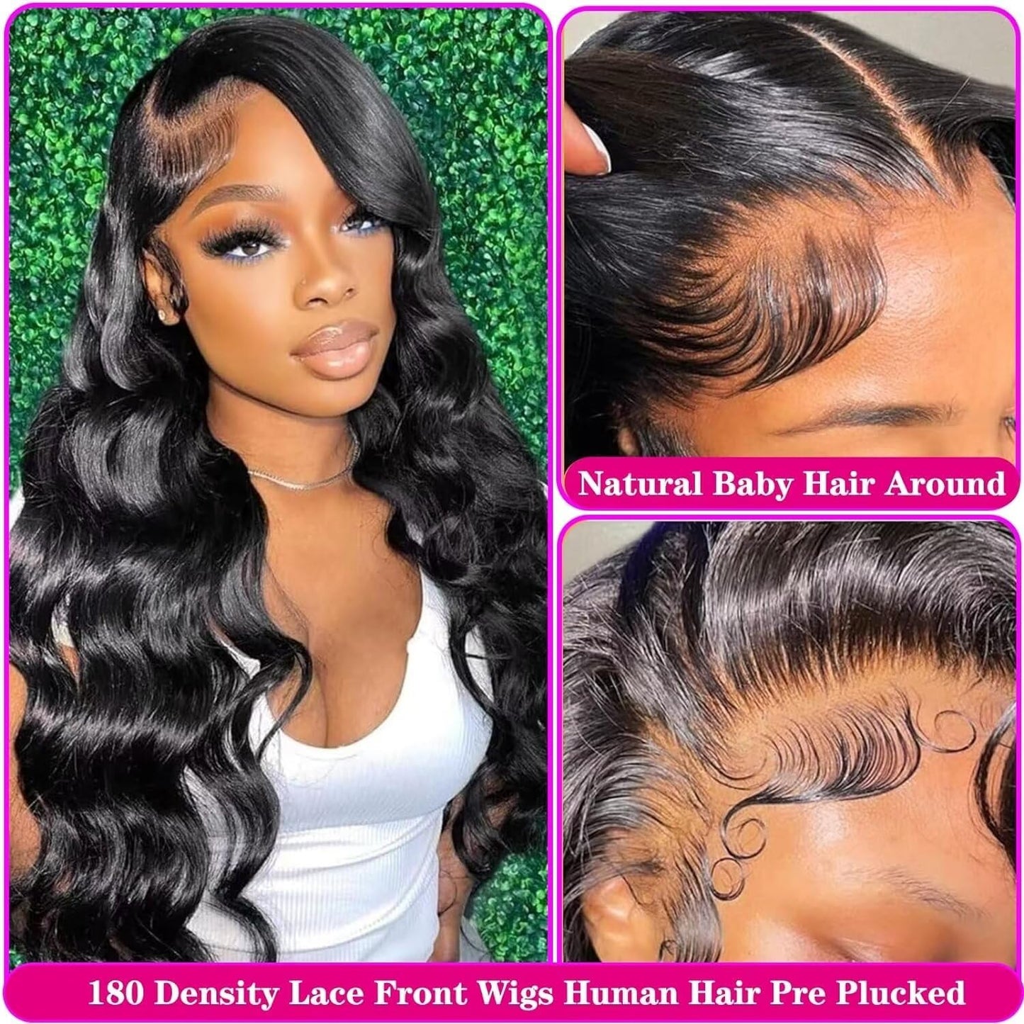 Body Wave Lace Front Wigs Human Hair Pre Plucked 180 Density 28 Inch 13x4 HD Transparent Frontal Glueless Wigs Human Hair with Baby Hair Natural Hairline Human Hair Wigs for Black Women