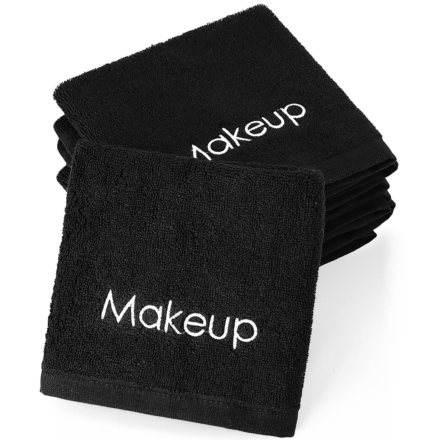 13 x 13 Inch Makeup Washcloths Reusable Makeup Remover Cloths Facial Cleansing Makeup Towels Cotton Soft Cosmetic Towel Water Absorbent Make up Cloth Face Towels for Women Skin Care, Black (12 Pcs)