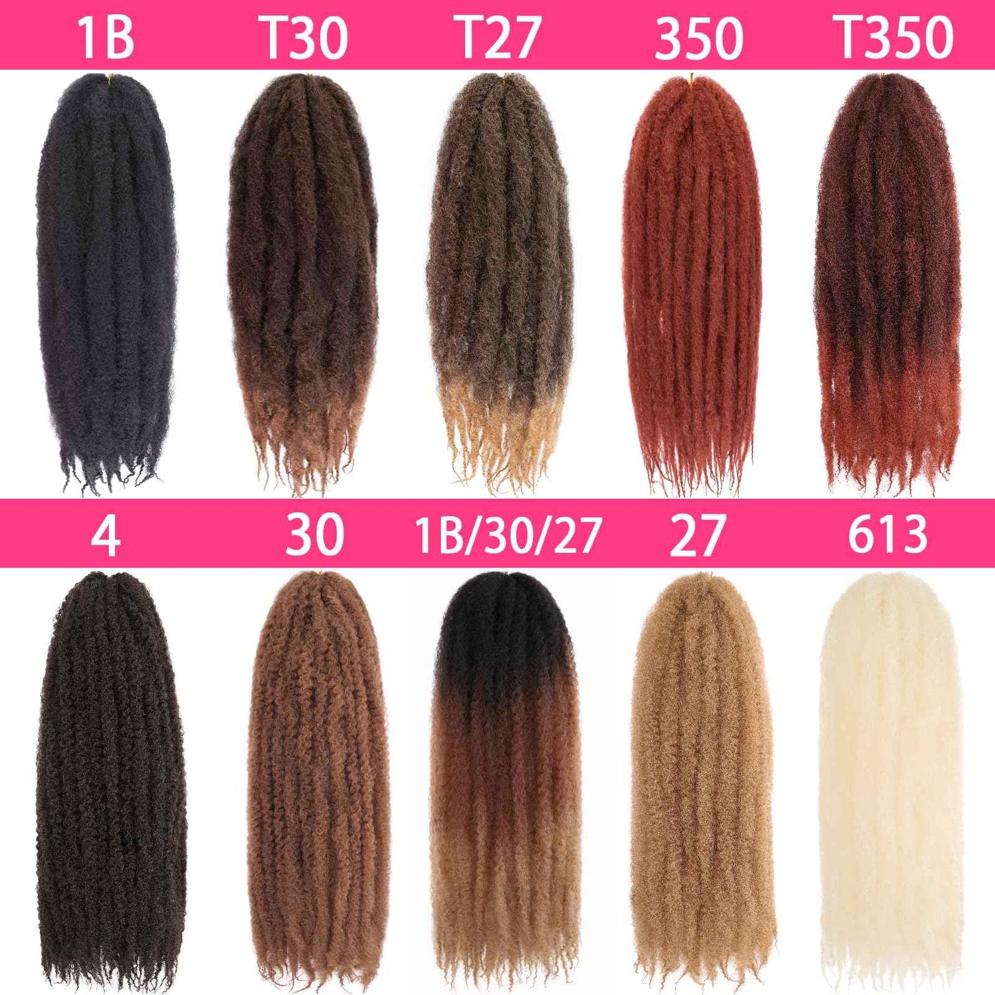 RuiYok 30 Inch Marley Twist Braiding Hair Ombre Brown Marley Hair Crochet Braids 8 Packs Pre-Separated Springy Afro Kinky Twist Hair for Black Women Long Braiding Hair for Crochet Locs Braids T30#