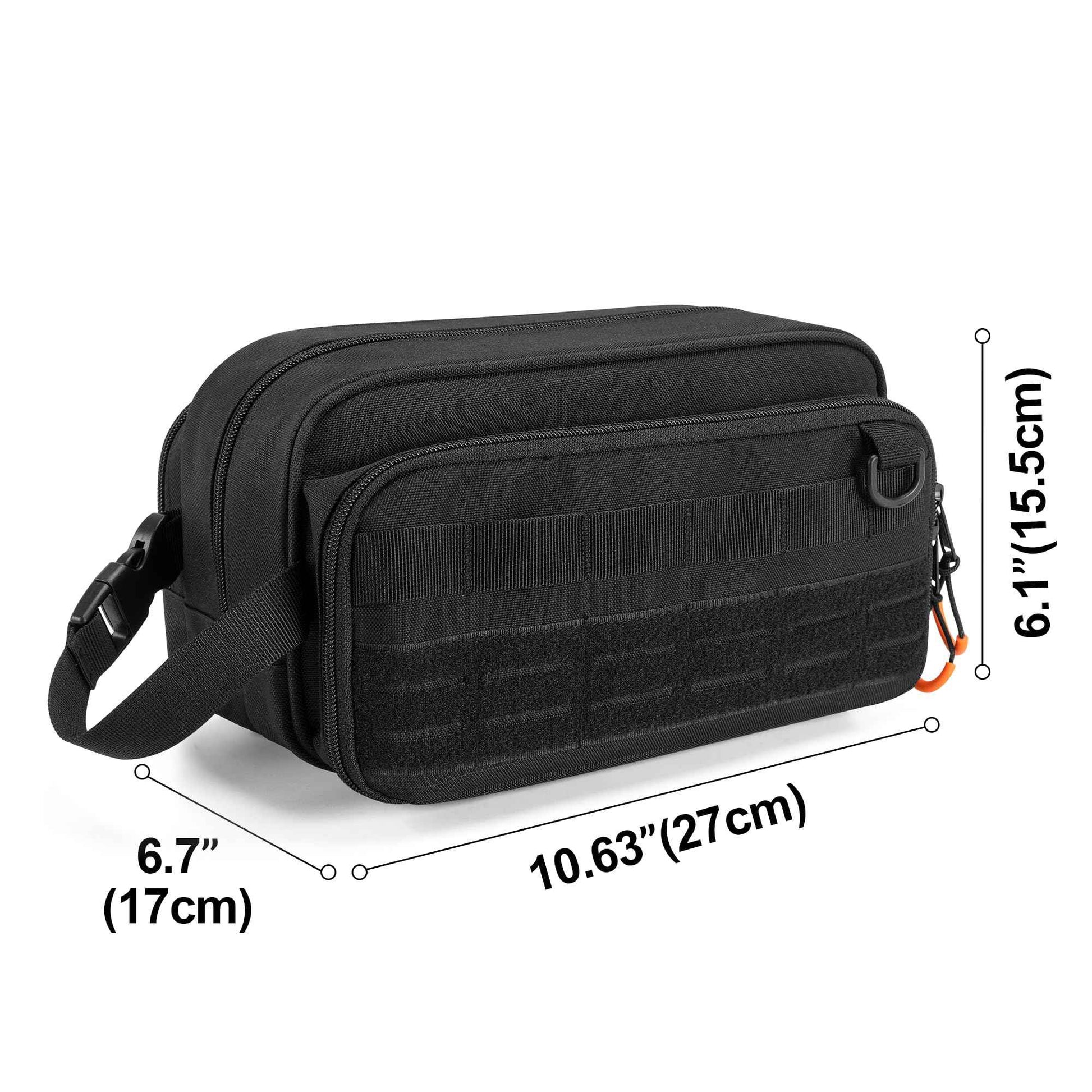 Prokva Tactical Toiletry Travel Bag for Men, Dopp Kit Shaving Organizer Case for Toiletries, Shower and Grooming Care Accessories, Black (Empty Bag Only, Patent Design)
