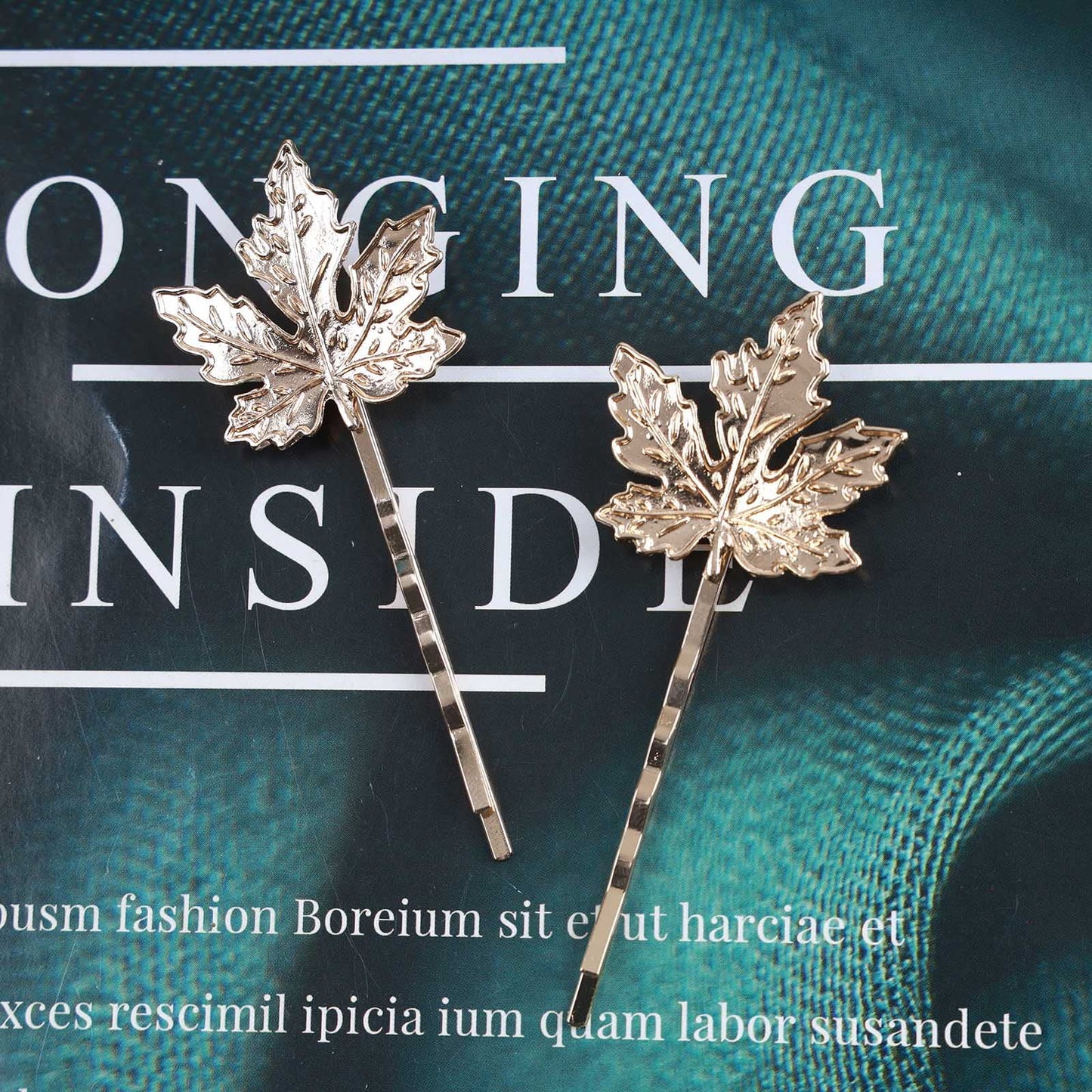 Aneneiceera Boho Maple Leaf Hair Clip Vintage Gold Maple Leaf Hair Pin Retro Hair Barrette Bride Hair Bobby Pins Wearing Hair Clamps Wedding Hair Accessories for Women and Girls 2Pcs(Leaf C)