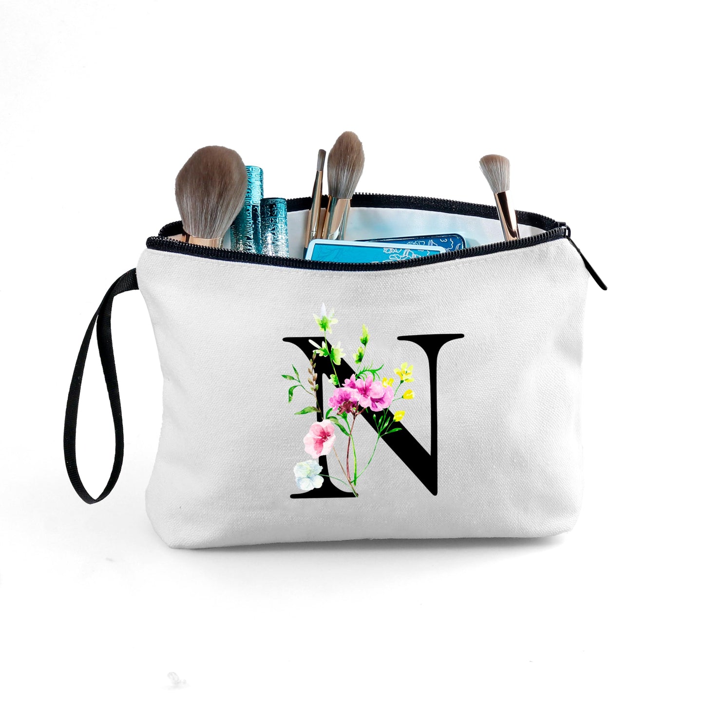 Personalized Makeup Bag,Gifts for Mom Birthday,Initial Gifts for Women,Monogram Gifts,Cosmetic Bag with Mirror,Bride to be Gifts,Sisters Gifts from Sister,Womens Gifts Unique,Personalized Gifts,(N)