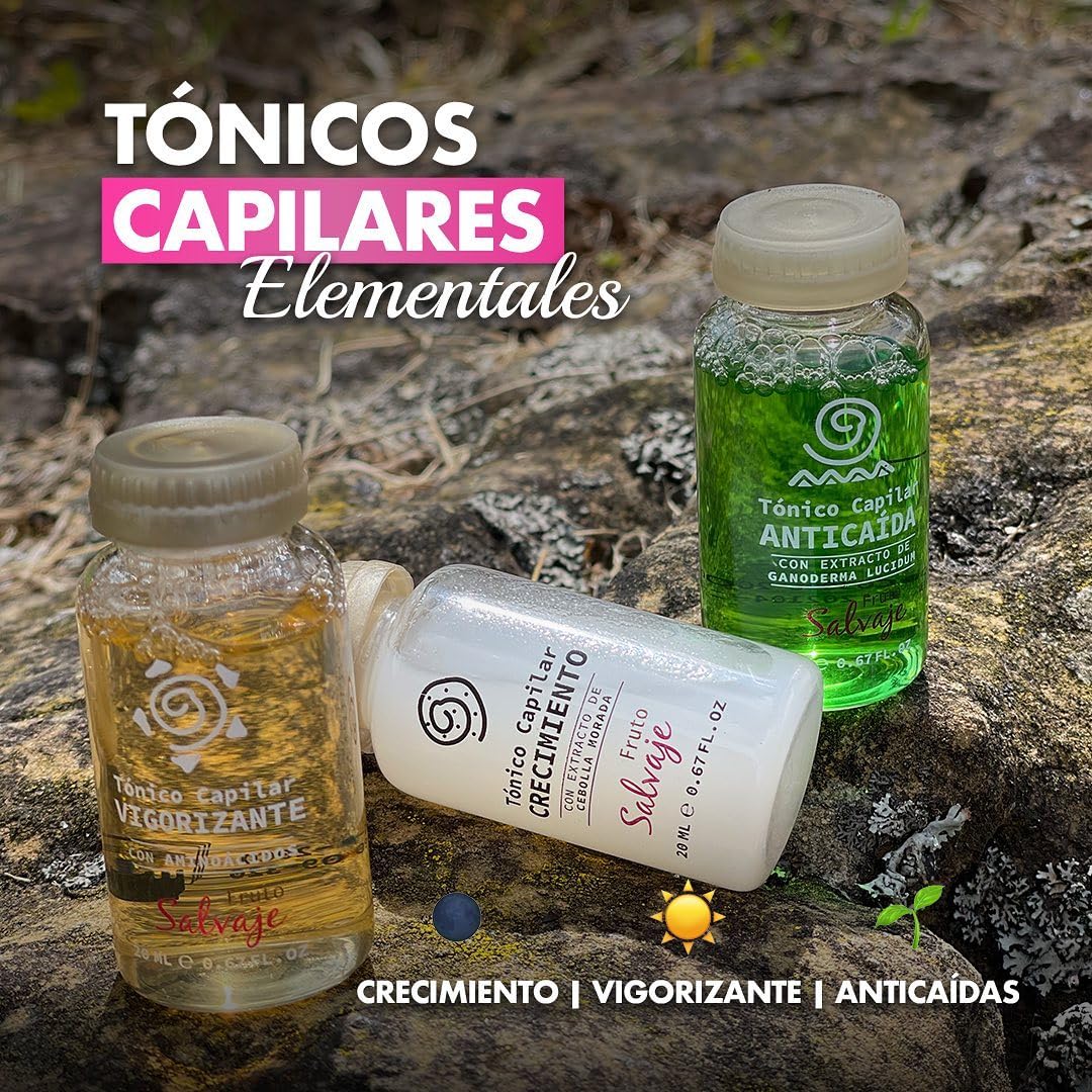 Fruto Salvaje Pack Tónicos Capilares Crecimiento - Anticaida - Vigorizante 3 Pack Solución capilar con ingredientes naturales promueve el crecimiento detiene la caida severa Hair Care Colombia 0.67 oz