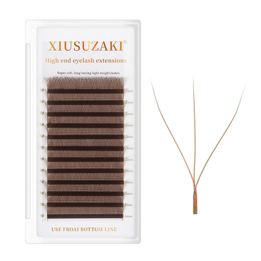 XIUSUZAKI W Lash Extensions Brown 3D Eyelash Extensions W Shape 0.07mm Thickness D Curl Mix 8-15mm Premade Fans Lashes Easy Fan Volume Lashes Individual Lashes(W-Brown-3D-0.07-D,8-15mm)