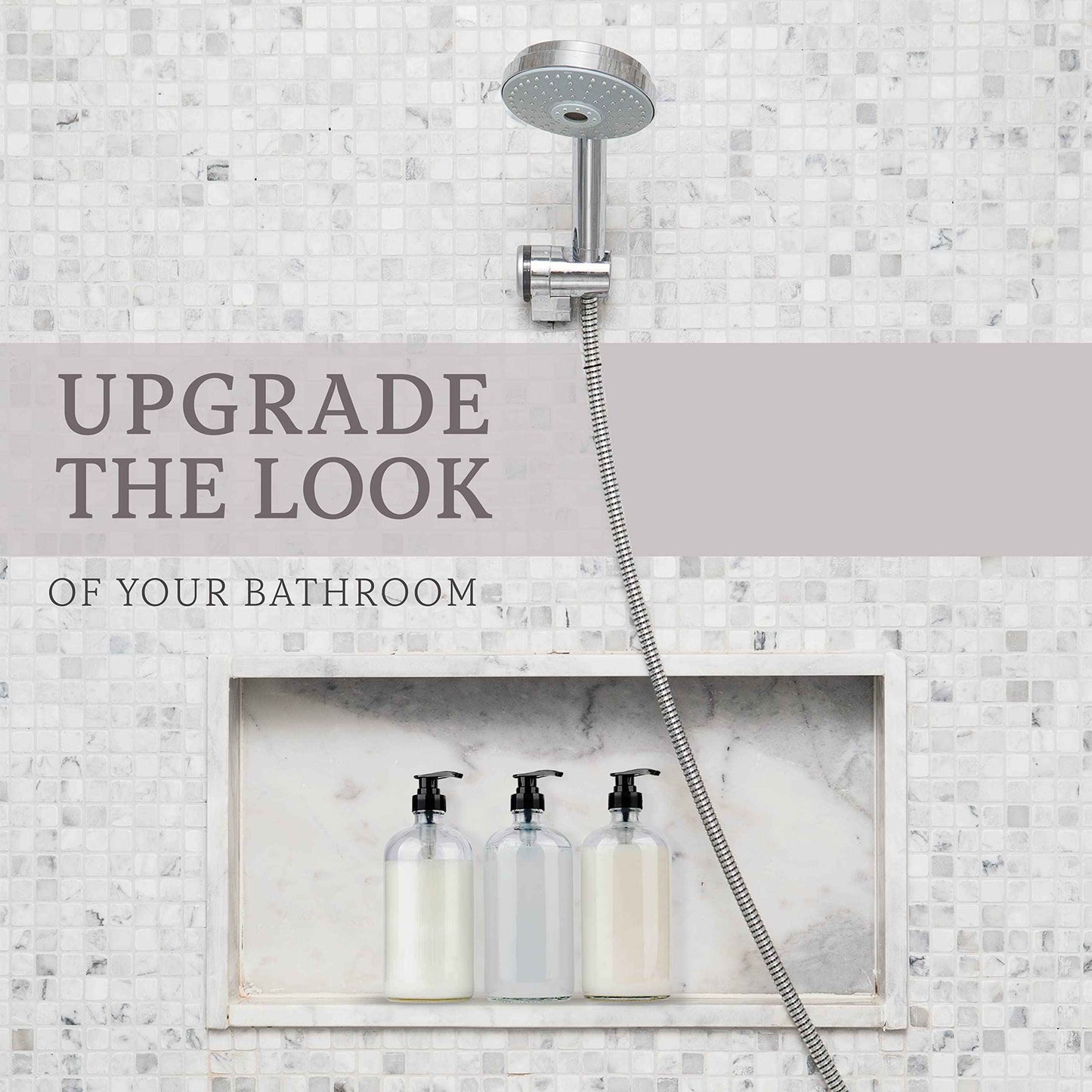 kitchentoolz 32-Ounce Pump Bottles, Large Clear Glass Boston Round Bottles w/Black Pumps. Great for Lotions, Laundry Soap Detergent, Oils, Sauces - Food Safe and Medical Grade (Pack of 2)