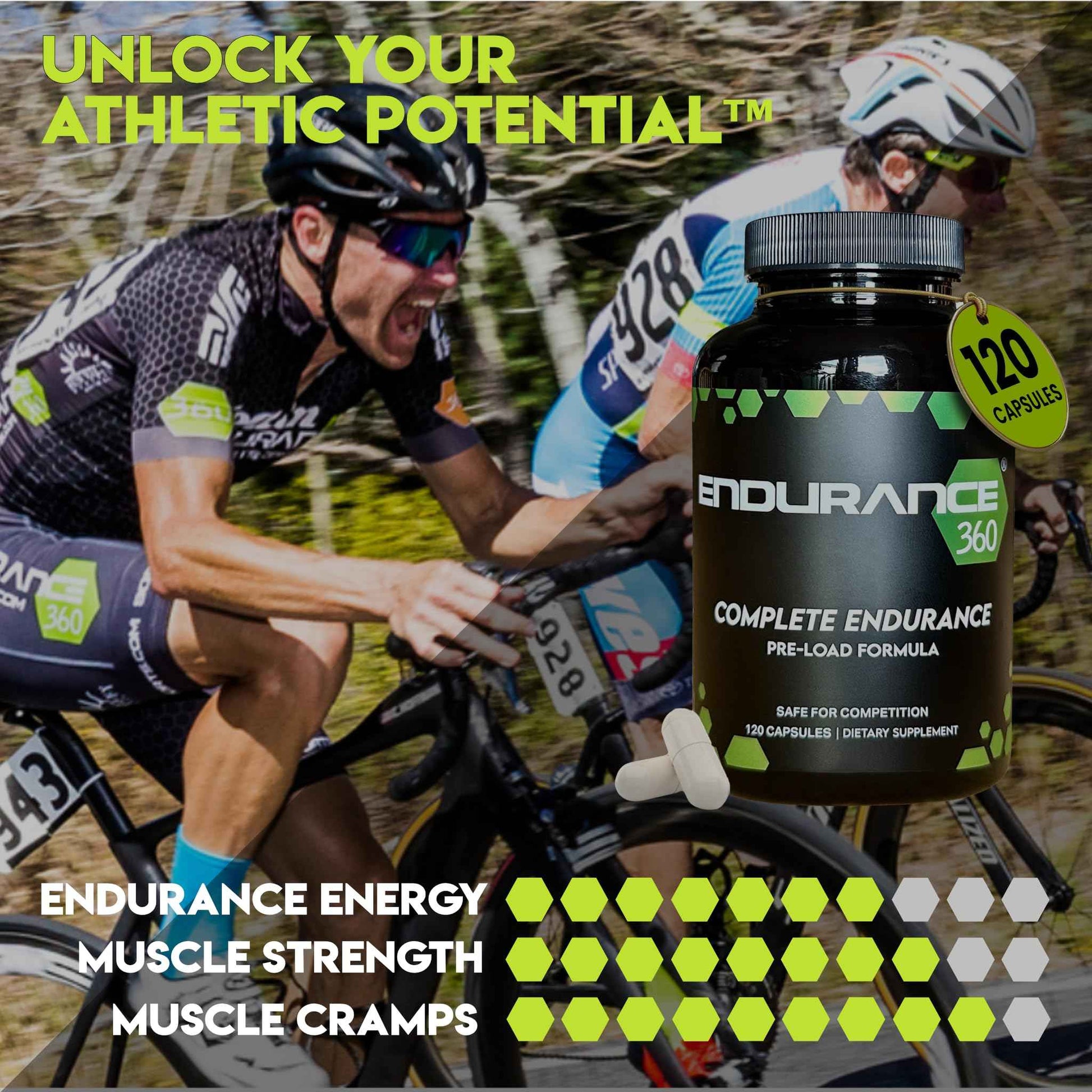 Endurance 360 Complete with Electrolytes, Creatine and Beta Alanine - Fast Legs & Stamina, Leg Cramp Prevention, Oxygen Delivery with Rhodiola, Muscle Recovery, VO2 Max Boost, Lactic Acid Buffer