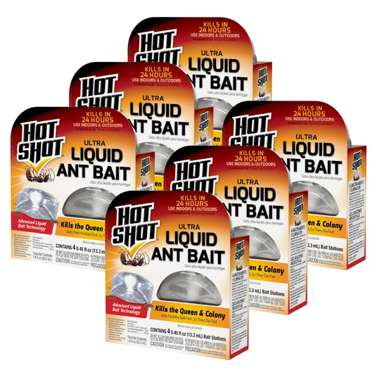 Hot Shot Ultra Liquid Ant Bait, Kills the Queen & Colony, Pack of 6