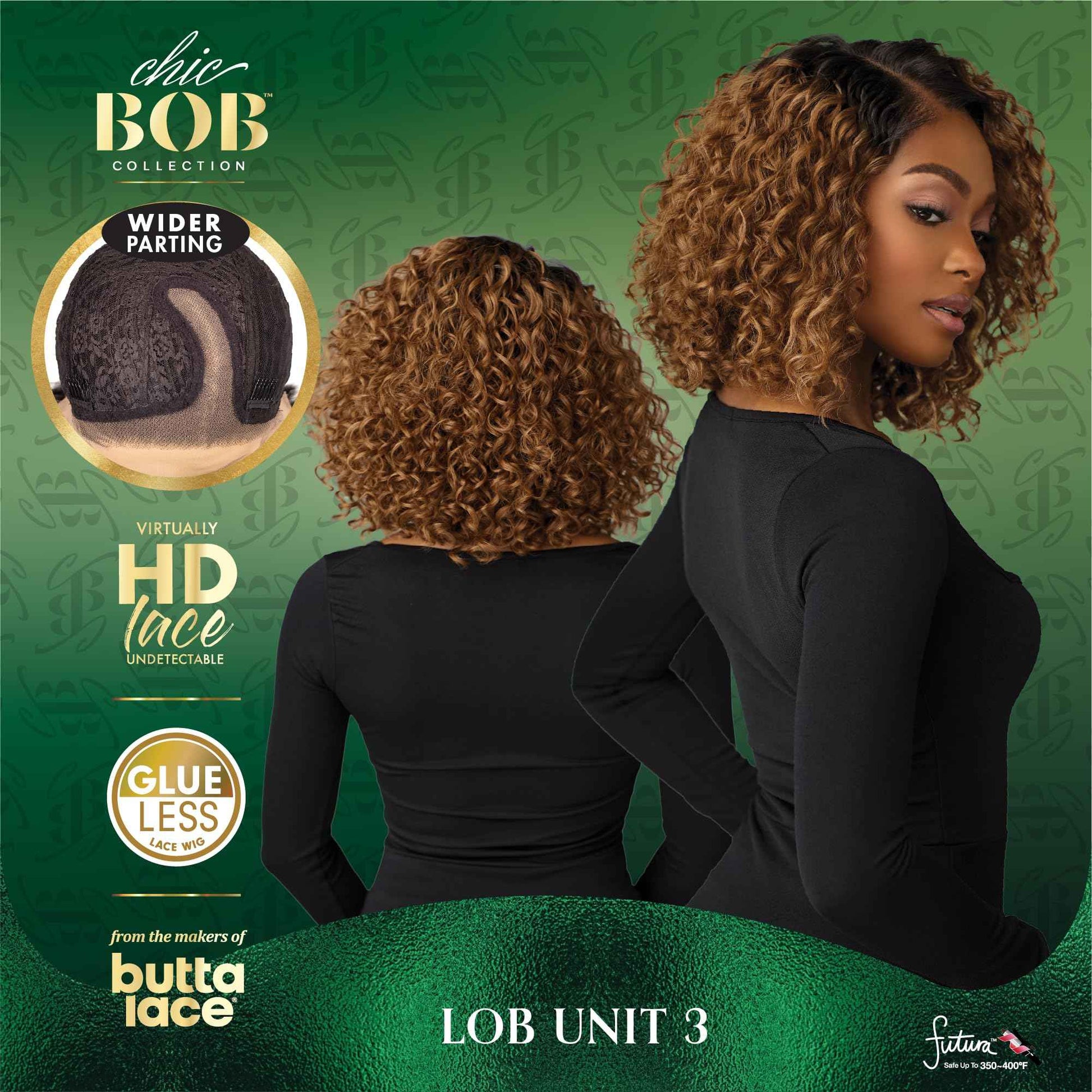 Sensationnel Chicbob Lace Frontwig - Lob Unit 3 Face Framing Glueless Wig Wide 5 Inch Deep Part Synthetic Preplucked Hairline (LIGHTASHBLONDE)