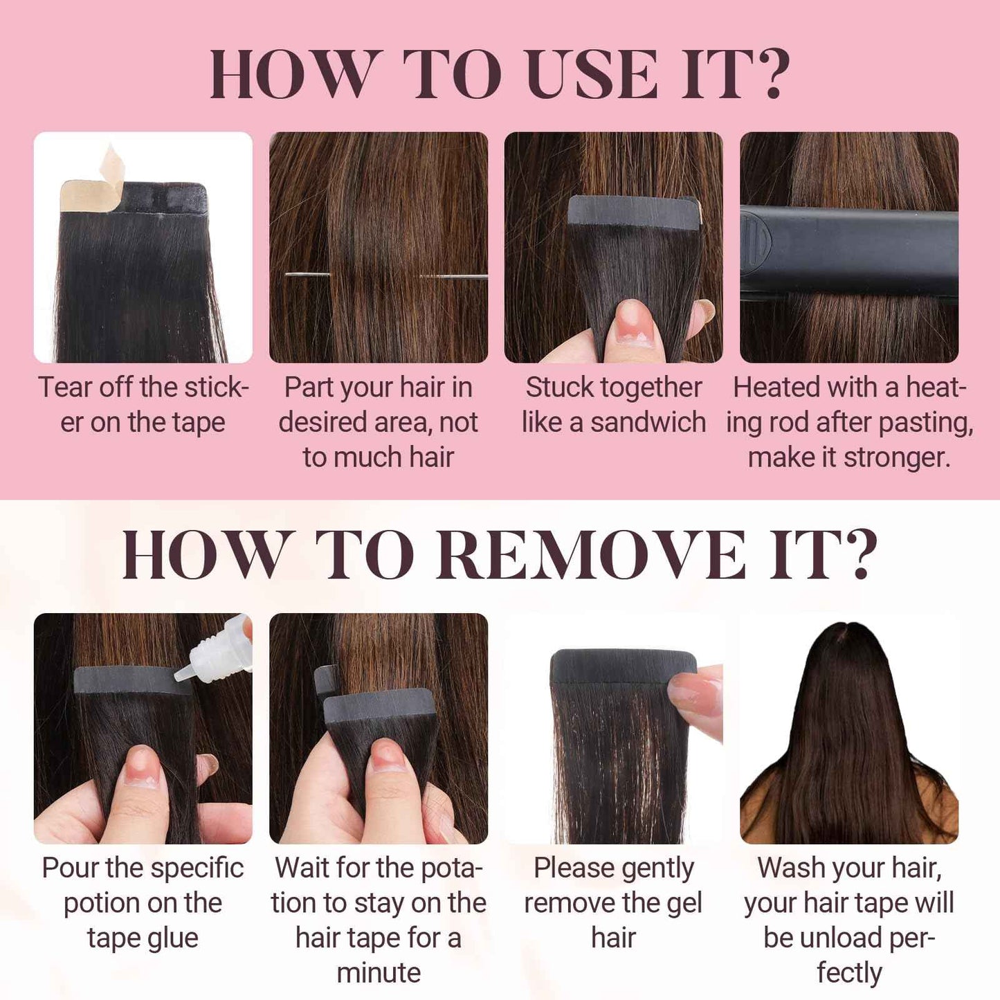 MAXITA Tape in Hair Extensions Human Hair 16 inch 50g 20pcs Balayage Dark Brown to Chestnut Brown Real Human Hair Extensions Real Remy Seamless Straight Hair Extensions for Women