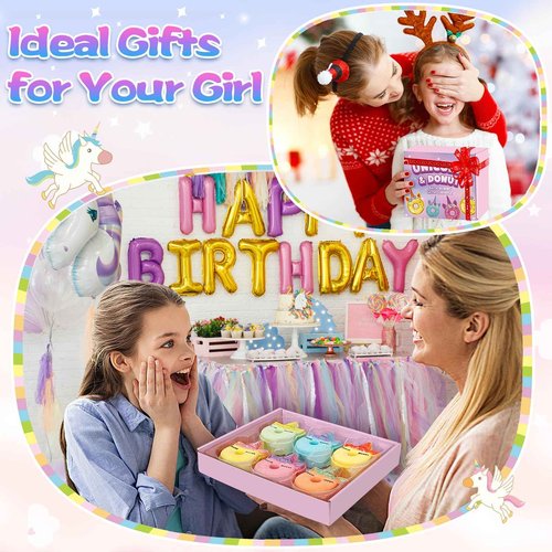 Bath Bombs for Girls,6 Packs Unicorn Donut Bubble Bath Bathbombs with Surprise Toys Inside, Bath Toys for Kids Age 4-8, Birthday Christmas Basket Stuffer Gifts for Girls 3 4 5 6 7 8