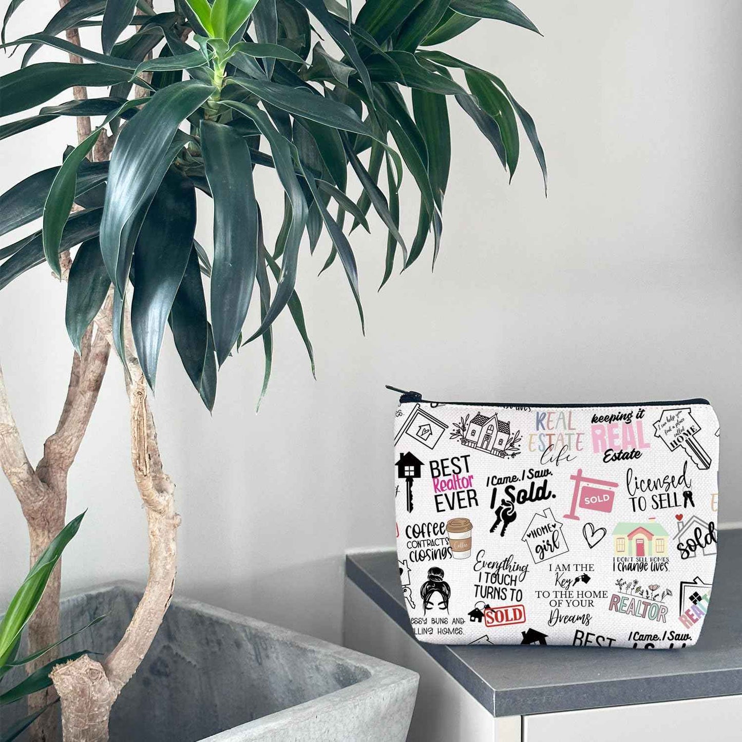 WCGXKO Novelty Realtor Gift Realtor Sayings Real Estate Life Quotes Canvas Makeup Bag (realtor)