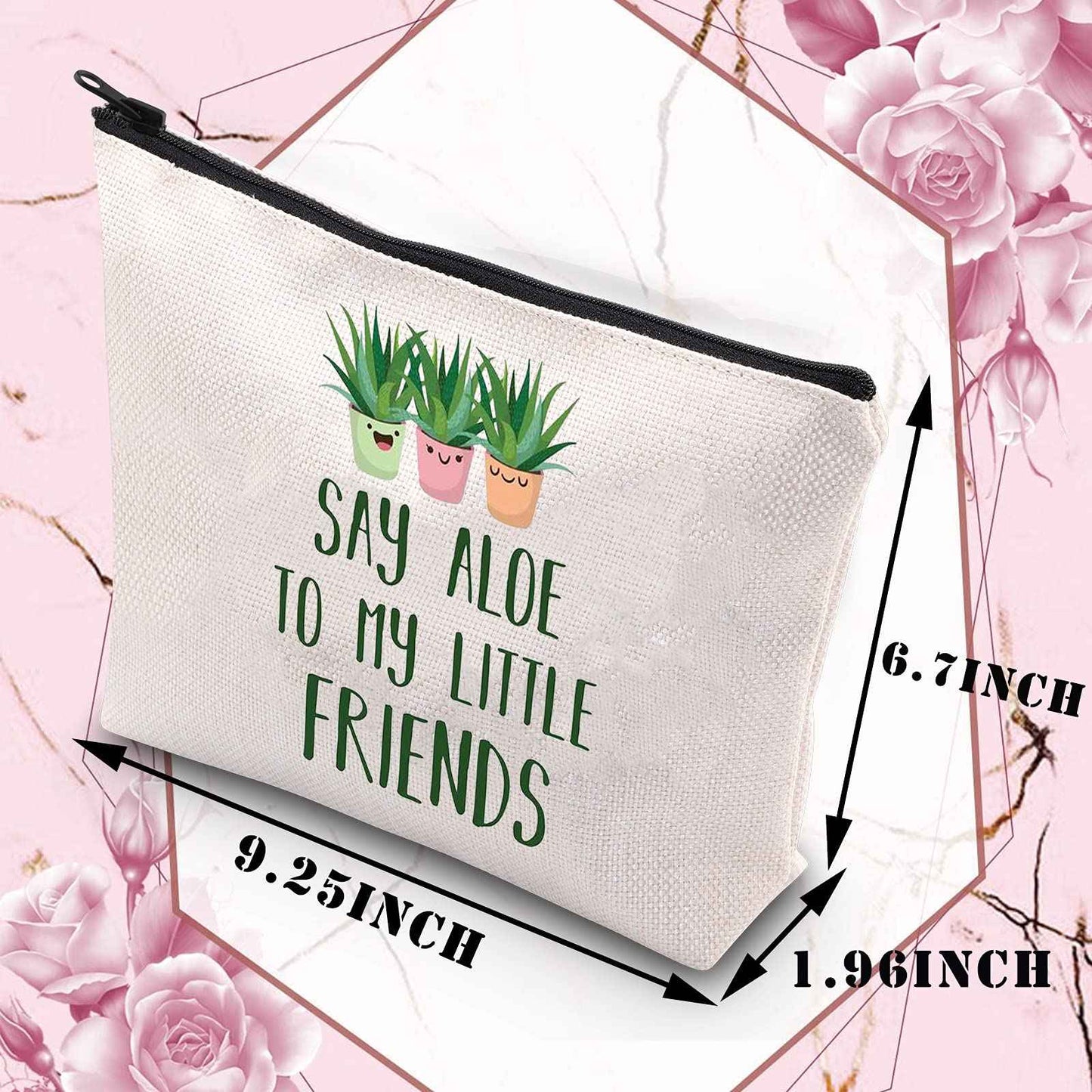BDPWSS Plant Lover Makeup Bag For Gardener Plant Mom Succulent Planters Crazy Plant Lady Gifts Say Aloe To My Little Friends(Say aloe friends)