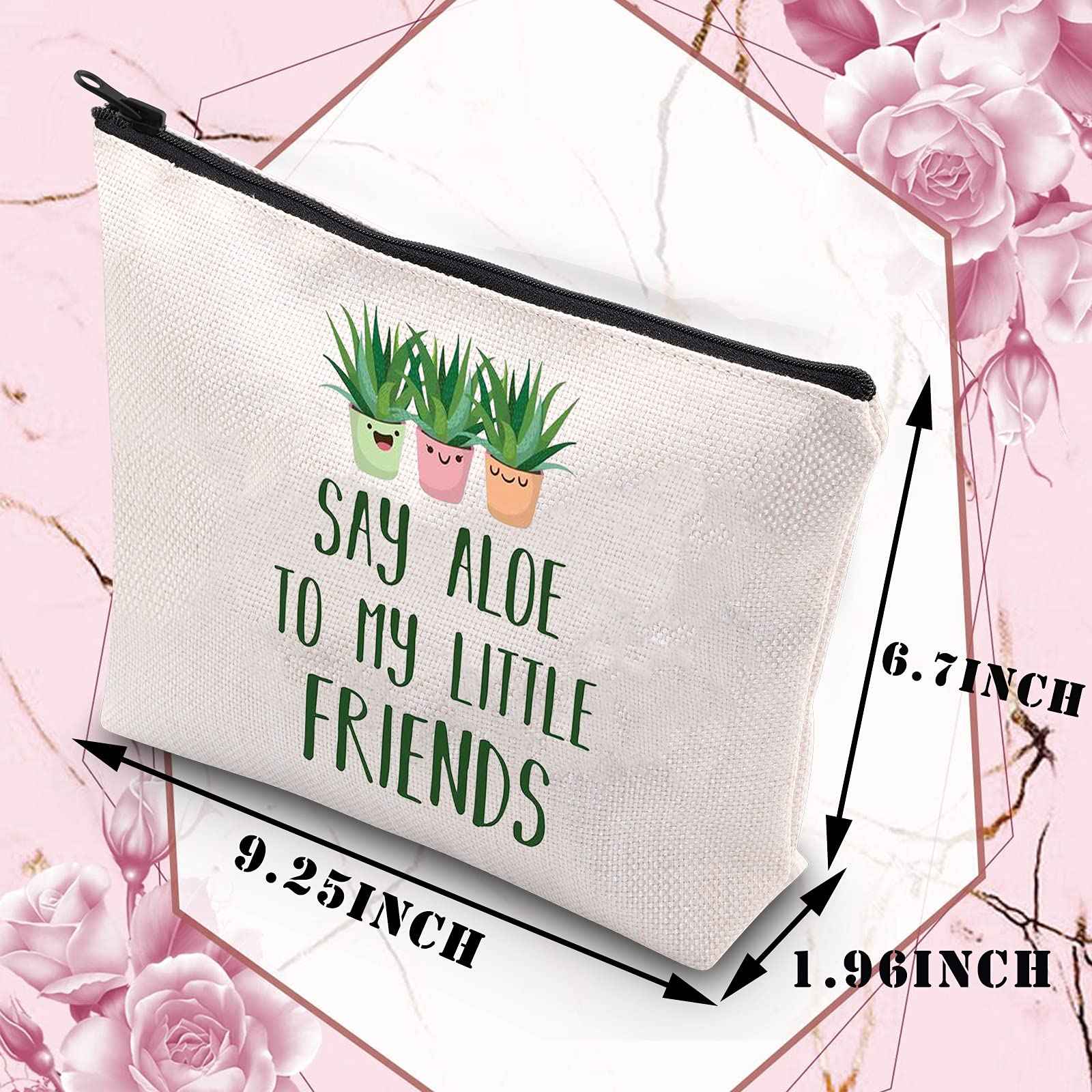 BDPWSS Plant Lover Makeup Bag For Gardener Plant Mom Succulent Planters Crazy Plant Lady Gifts Say Aloe To My Little Friends(Say aloe friends)