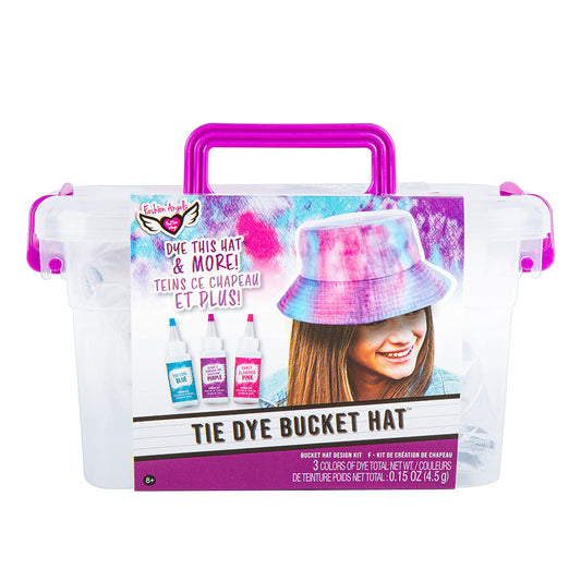 Fashion Angels Tie Dye Kit- Bucket Hat Tie Dye Set (12638), Includes Storage Bin, Non Toxic Dyes, Complete Set with Bucket Hat, Gloves, Elastic Bands, and Storage Bin, for Kids Ages 8 and Up