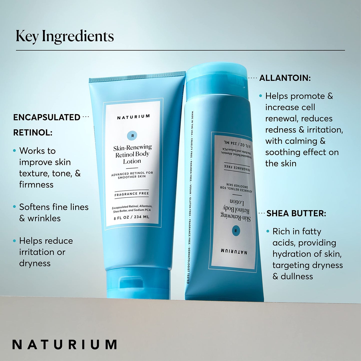 Naturium Skin-Renewing Retinol Body Lotion, Advanced Firming Anti-Aging Skin Care, with Encapsulated Retinol & Shea Butter, 8 oz