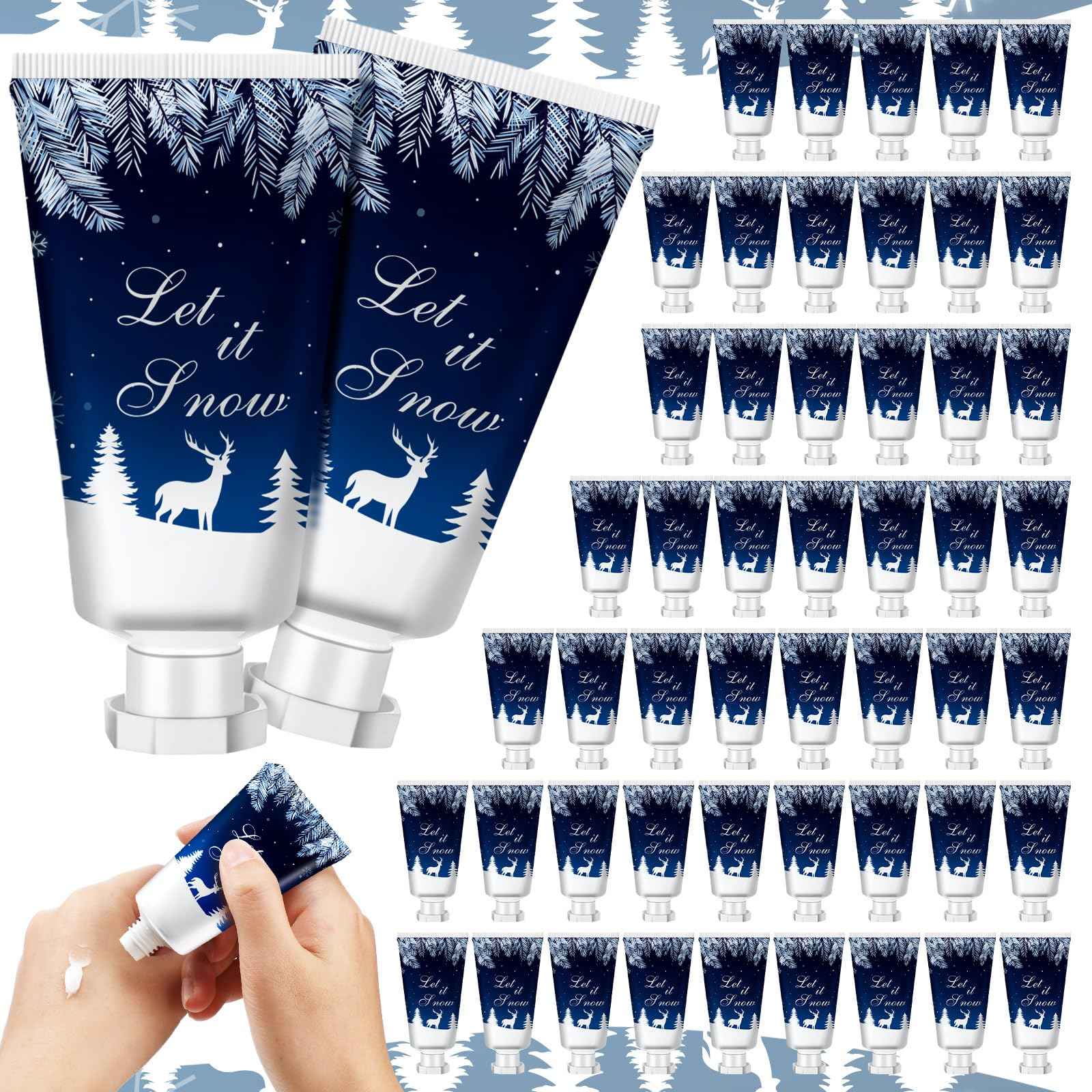 Heigble 50 Pcs 1 Oz/ 30 ml Christmas Snowflakes Hand Cream Gifts Bulk Travel Size Winter Thank You Hand Cream Body Lotion Gifts for Women Teacher Nurse Souvenir Xmas Party Supplies