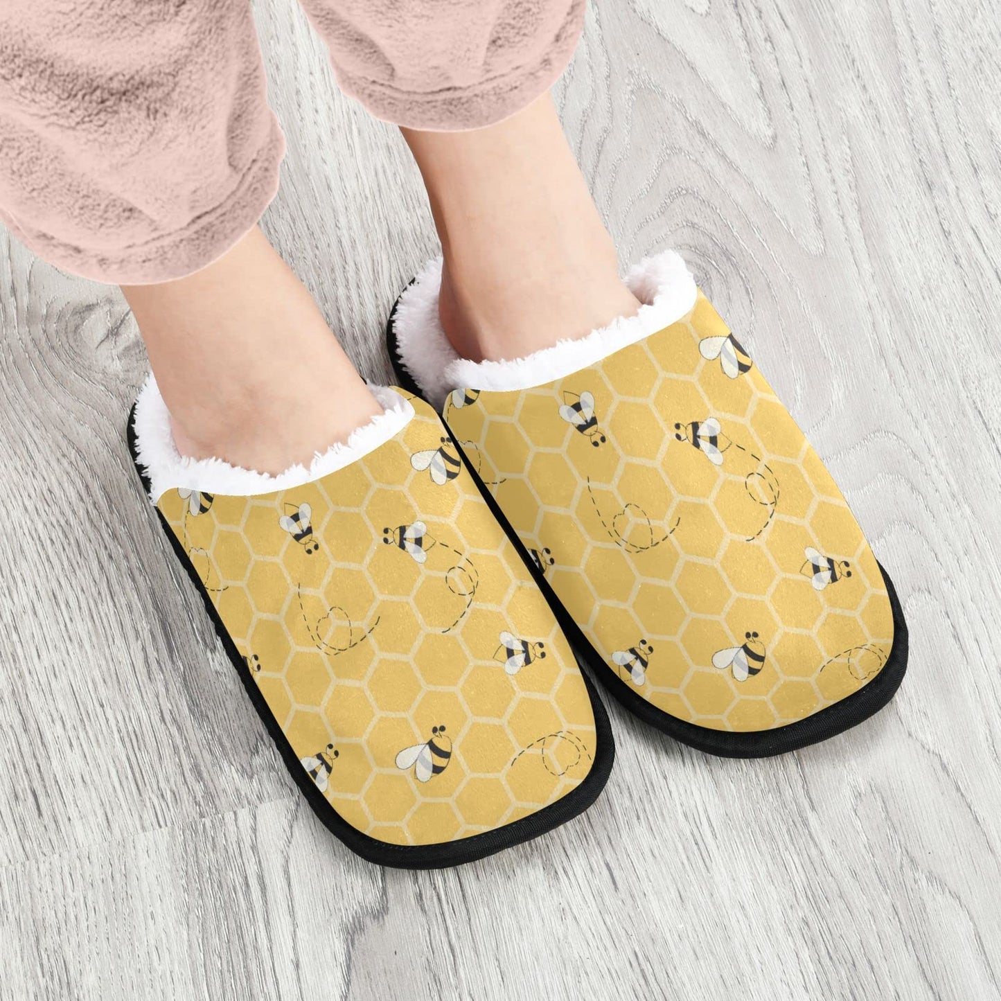 Yellow Bees Spa Slippers Honey Honeycombs House Slippers Memory Foam Slippers Indoor Outdoor Non-Slip Home Shoes M for Men Woman