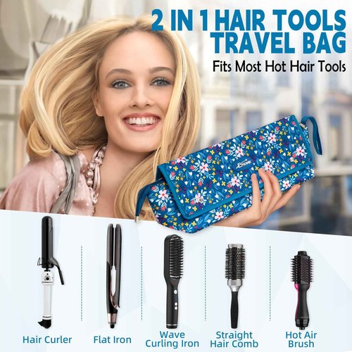 EZ4UVOY Hair Tools Travel Bag with Removable Heat Resistant Mat, Travel Hair Bags Organizer for Hot Tools, Portable Travel Carrying Case for Flat Irons, Straighteners, Curling Iron