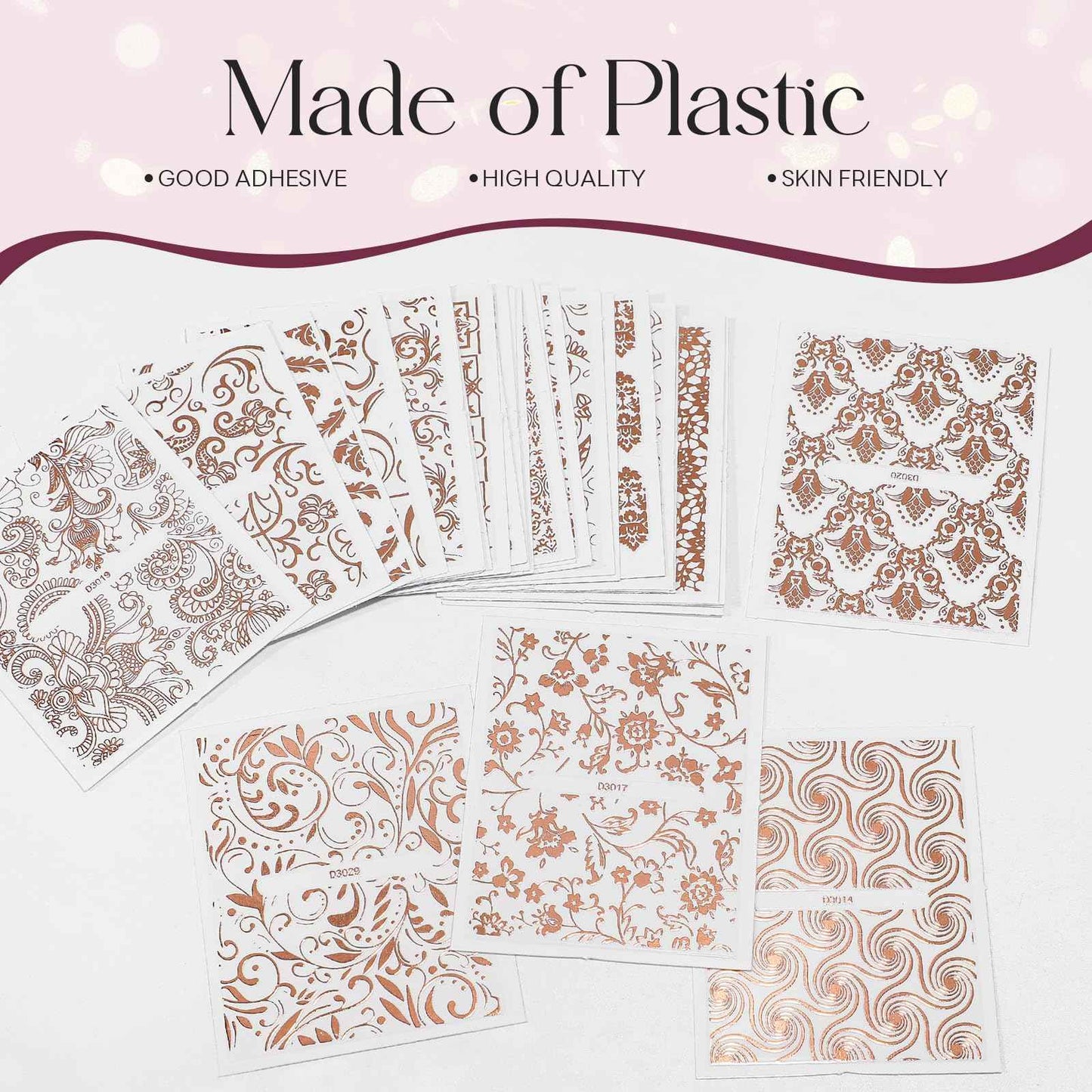 BTBT ARTCharms 30 Sheets Nail Stickers for Nail Art Rose Gold Noble Design Nail Charms Accessories 3D Self Adhesive Nail Decals for Women Girls DIY Nail Art Supplies