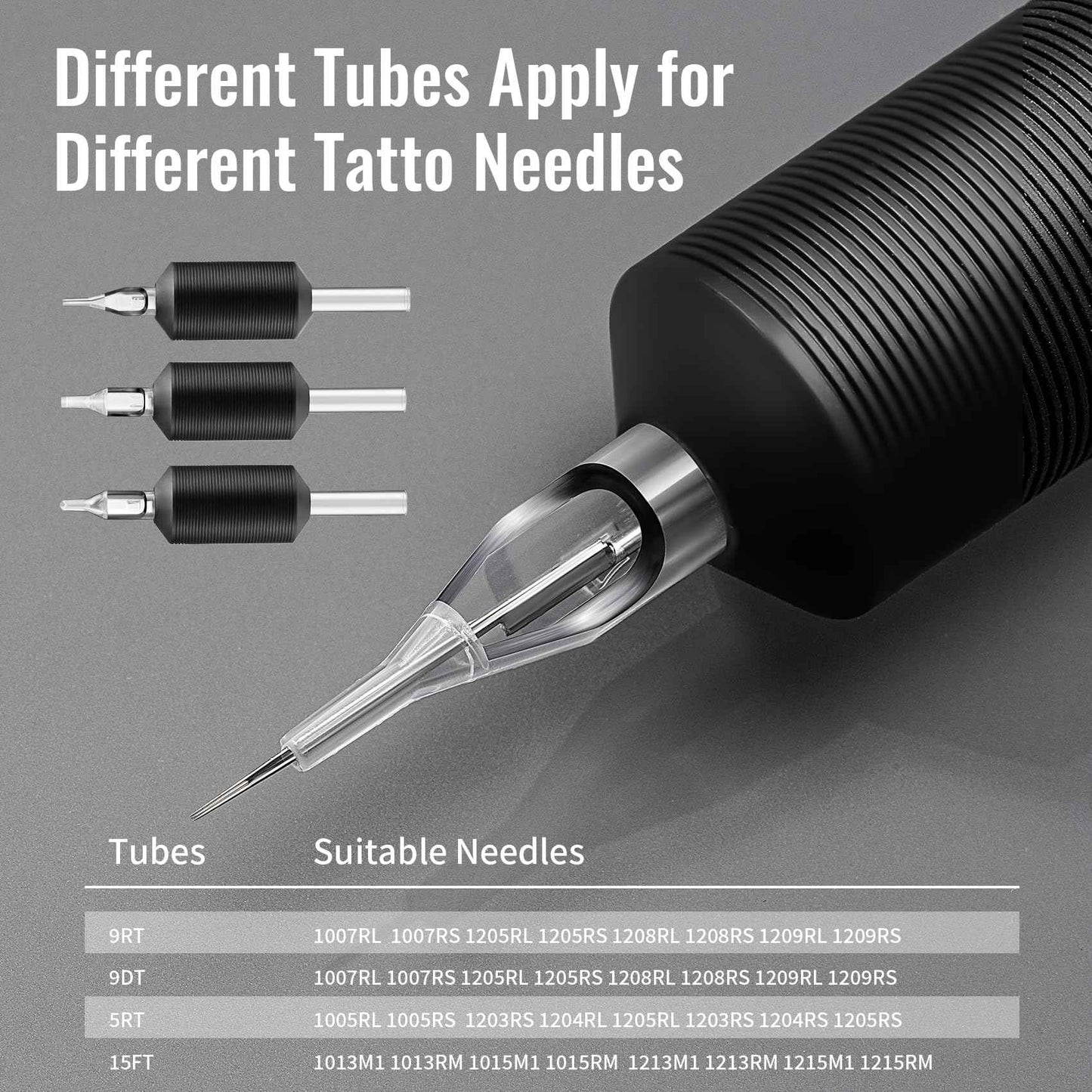 Keilend 5RT Clear Tube Grips 25PCS, 1 Inch Disposable Tube Grip with Black Silicone Grips and Clear Long Tips, 5 Round Tubes for 3RL 4RL 5RL 3RS 4RS 5RS