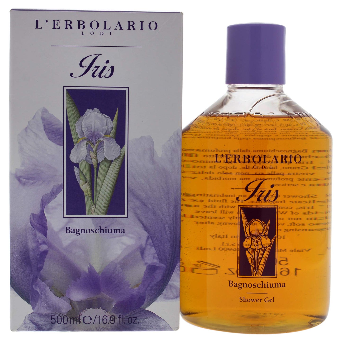 L'Erbolario Iris Shower Gel - Fragrant And Relaxing Bath Foam - Powdery Scent - Provides Gentle And Delicate Cleansing Action - Leaves Skin Softer And Smoother Than Ever - Paraben Free - 16.9 Oz