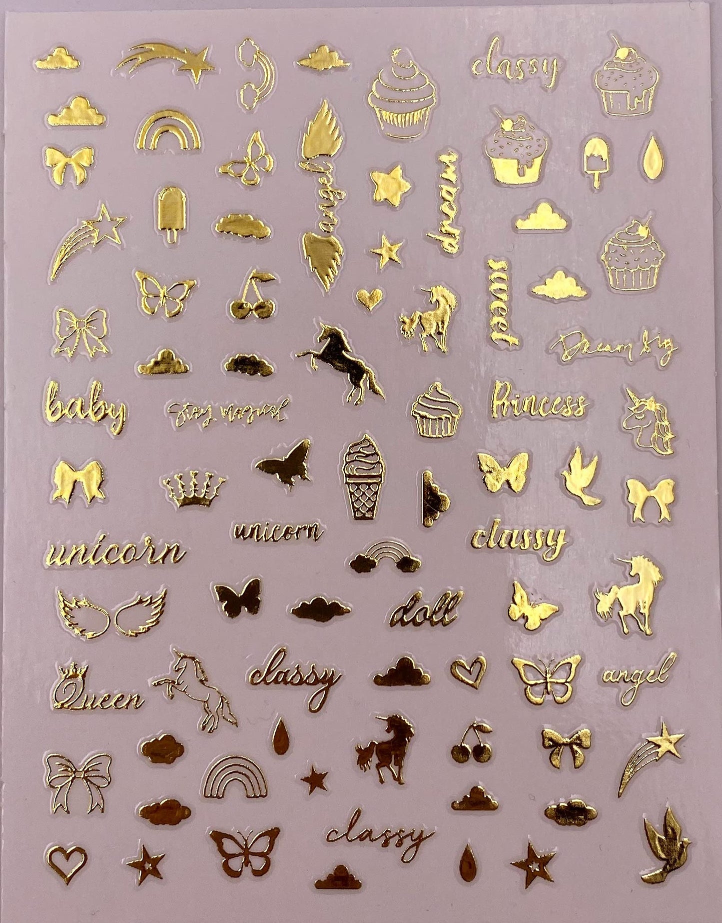 IMPRESSED Authentic 5 Sheets Gold Luxury Nail Art Stickers 500+ Metallic Nail Decals for Fake Acrylic Nail Design Decor Charms for Women (Classy)