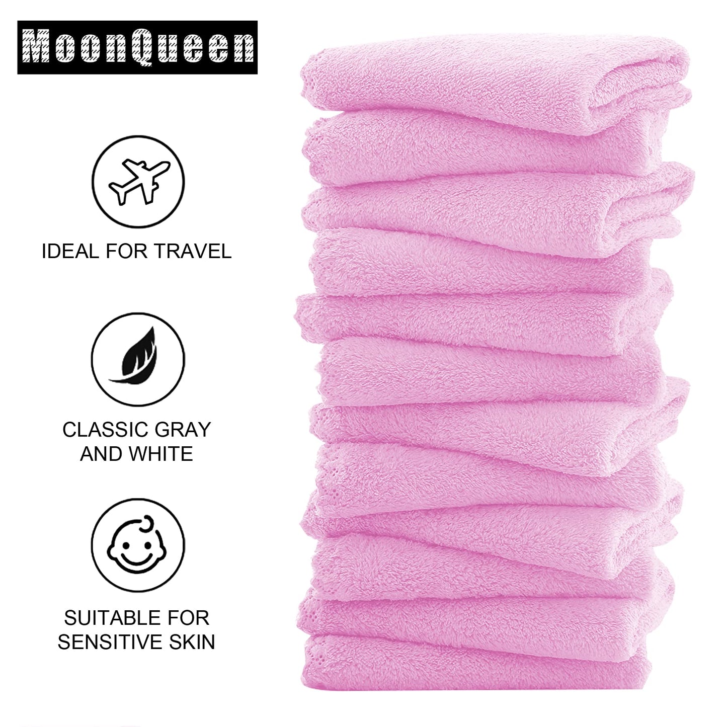 Microfiber Facial Cloths Fast Drying Washcloth 12 pack - Premium Soft Makeup Remover Cloths - Frozen Berry