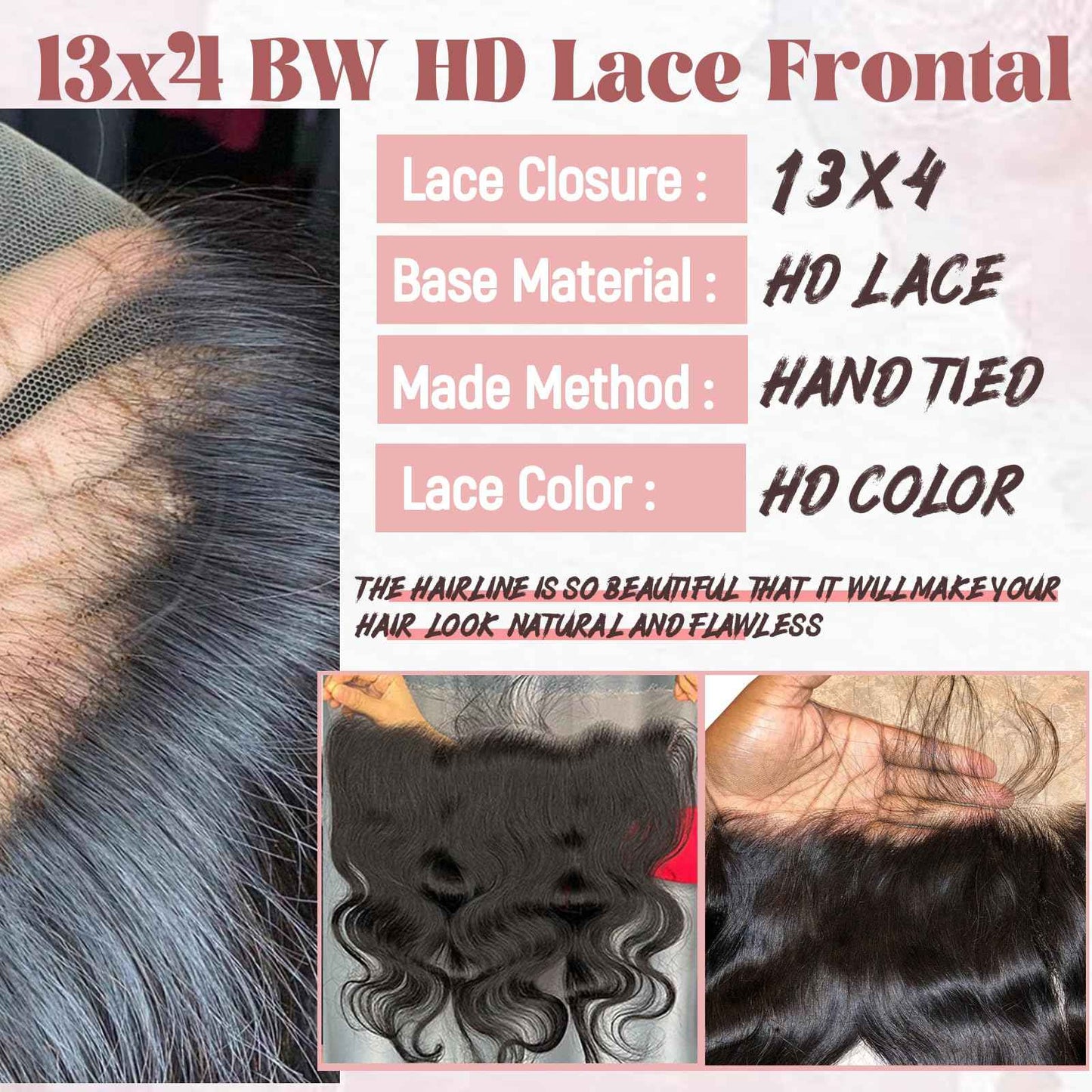 Body Wave Transparent Lace Frontal Closure Human Hair,Ear to Ear 13x4 Transparent HD Lace Front Closures 100% Brazilian Virgin Hair Free Part Pre Plucked with Baby Hair Natural Hairline 150% Density