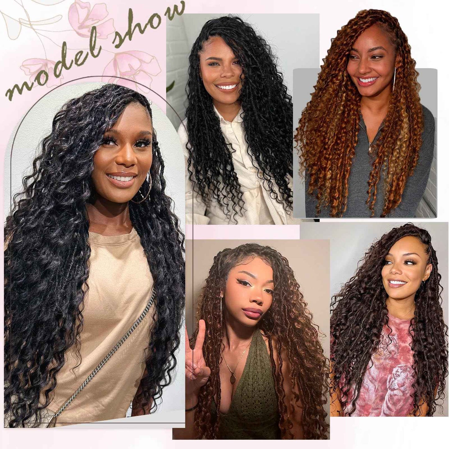 Haftaluv Boho Faux Locs Crochet Hair 9 Packs Long Goddess locs 24 Inch Boho Soft Locs With Curly Ends Pre Looped Bohemian River Loc Crochet Hair For Women (24 inch,1B/30/27)