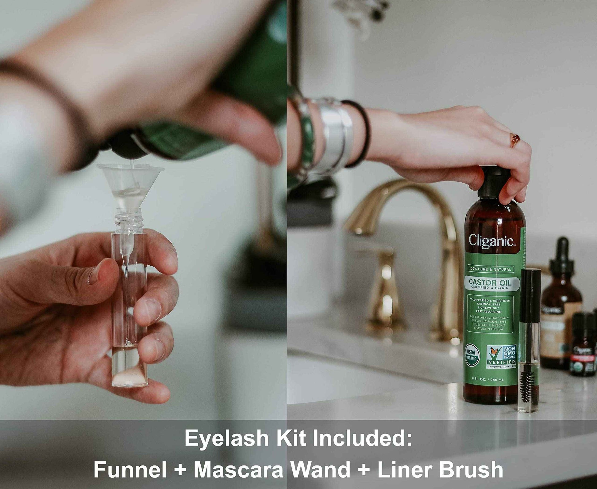 Cliganic Organic Carrier Oils Quad: Castor, Jojoba, Argan & Rosehip