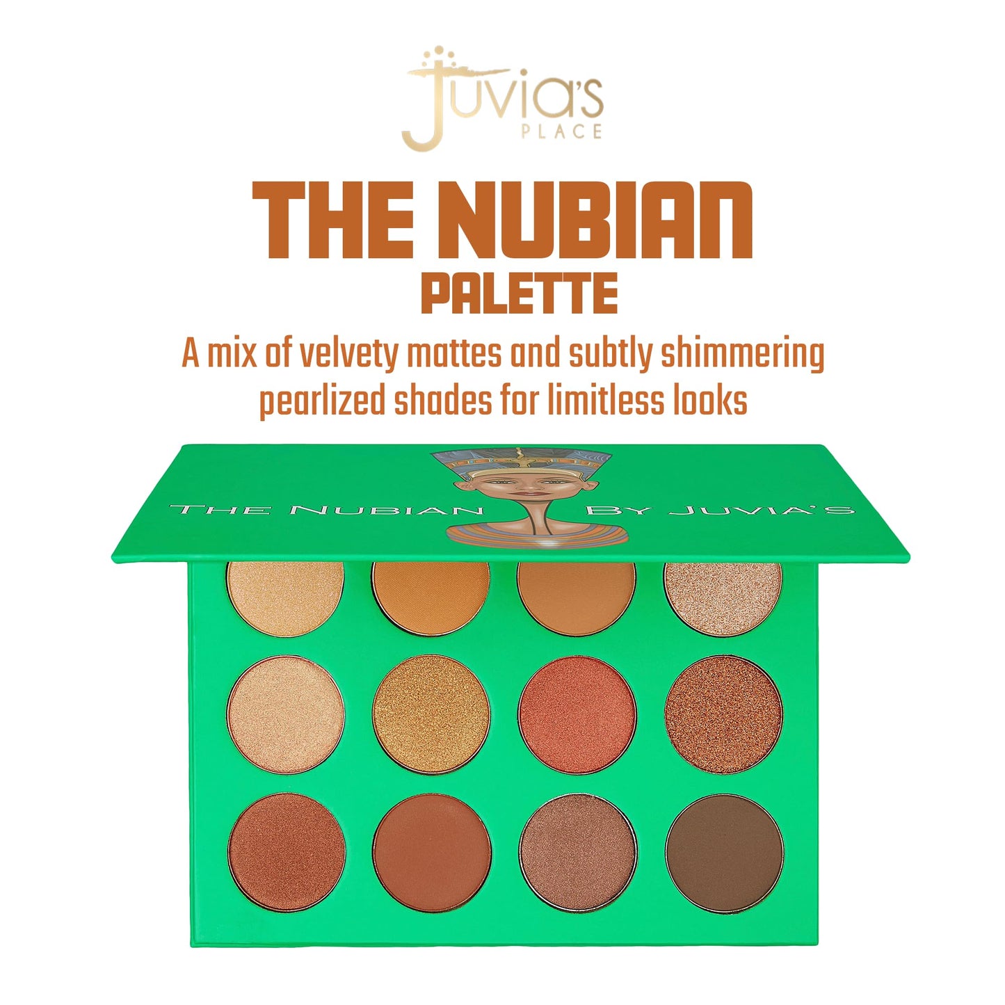 Juvia's Place Palette The Nubian - Golds, Coppers, Browns and Nudes, Shades of 12, Matte & Shimmer Shades, Pigmented Makeup Palette Eye Color & Shine, Pressed