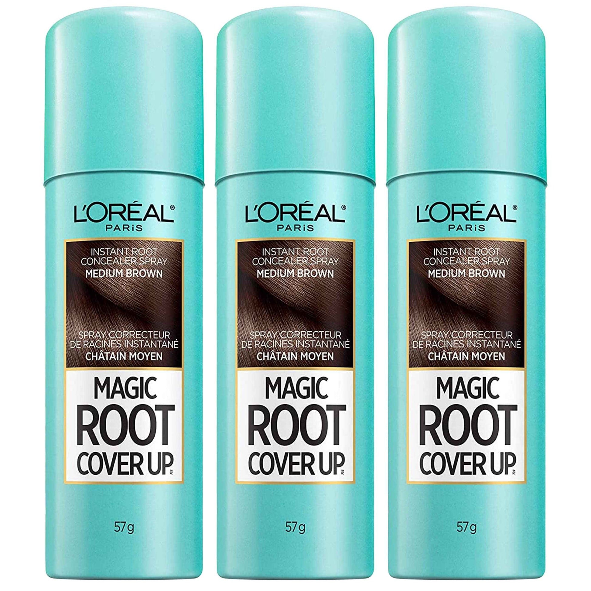 L'Oreal Paris Root Cover Up Hair Color Touch Up Spray, Medium Brown, 2 Ounce (Pack of 3)