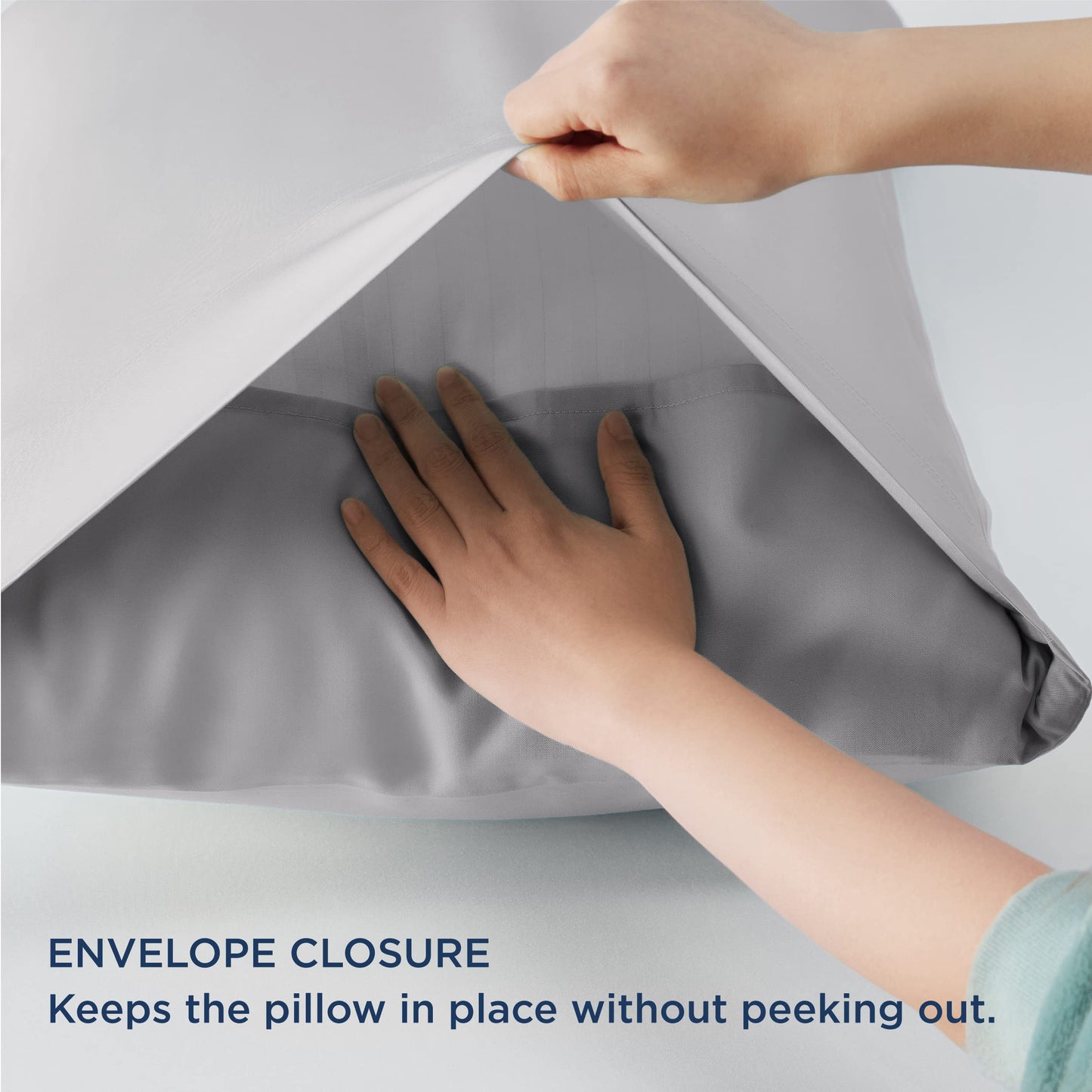 Bedsure Cooling Pillow Cases Standard Size 2, Rayon Derived from Bamboo Cooling Pillowcase for Hot Sleepers, Soft & Breathable Pillow Covers with Envelope Closure, Gifts, Light Grey, 20x26 Inches