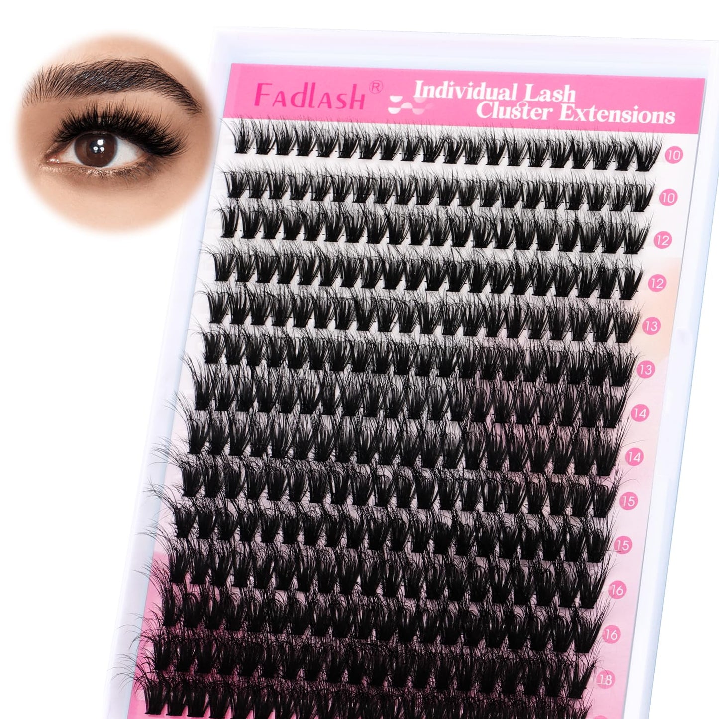 Lash Clusters 80D 255pcs 10-18mm Mixed Tray 3D Effect Fluffy Cluster Lashes D Curl Wispy Individual Lashes False Mink Eyelashes DIY Flat Lash Extension Individual Lashes Cluster (80D-0.07-D,10-18mm)