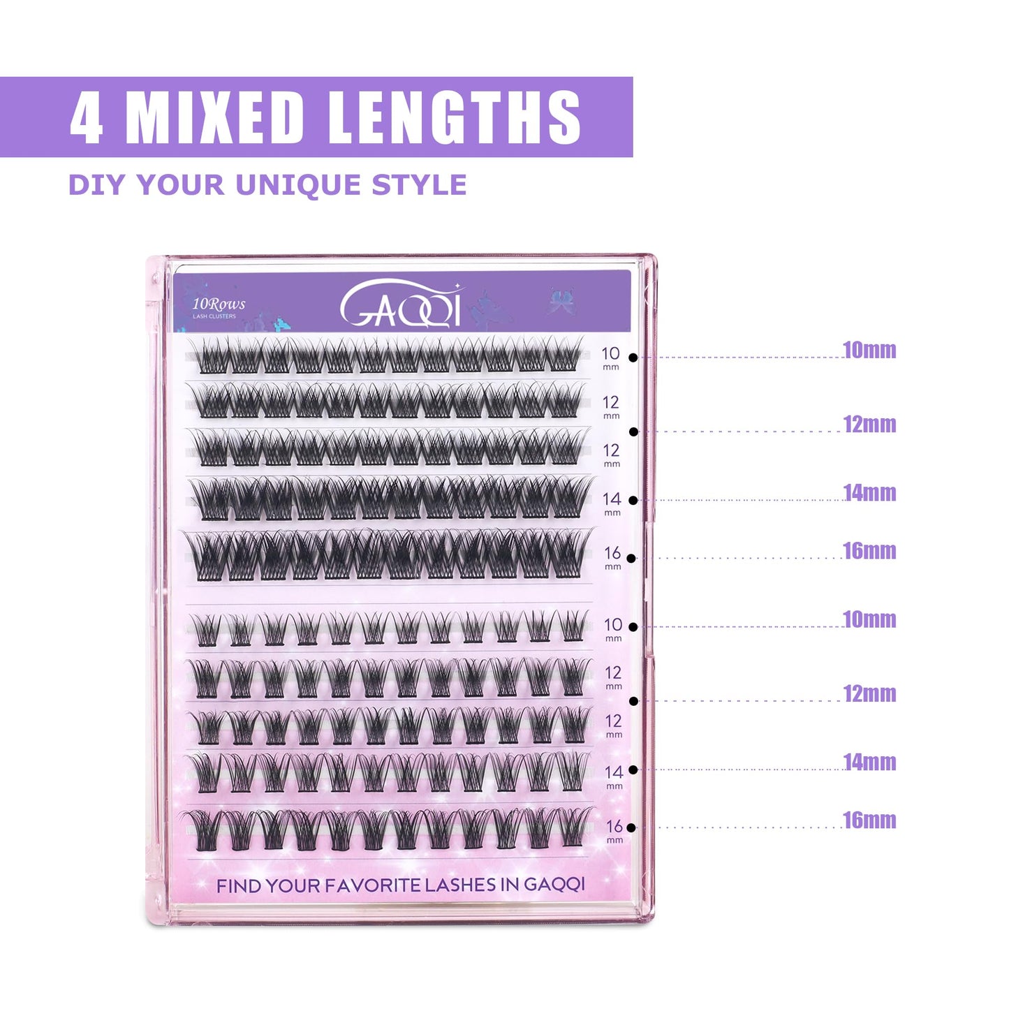 GAQQI Lash Clusters Kit, DIY Lash Extension Kit 120PCS Cluster Lashes D Curl, Wispy Eyelash Clusters 10-16MM with Lash Bond and Seal,Lash Remover and Lash Applicator (GQ20-D CURL-KIT)