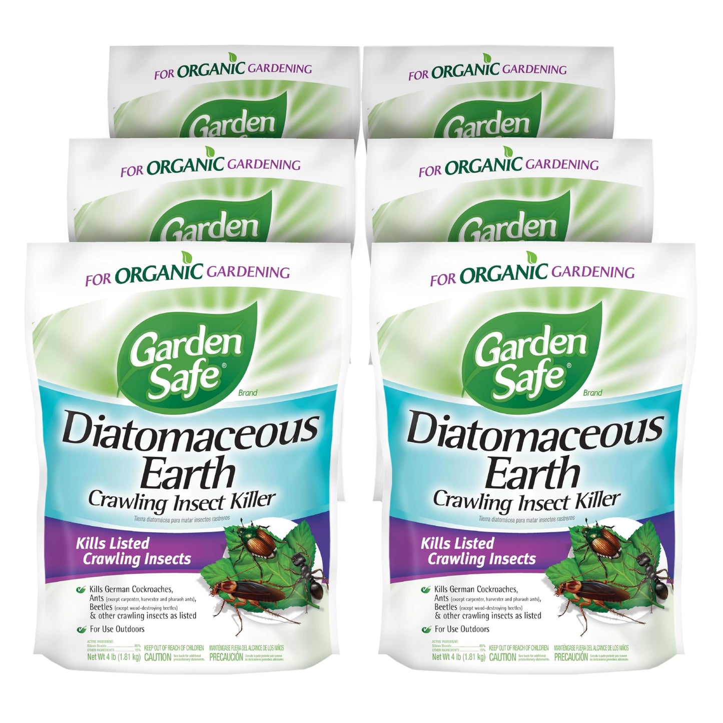 Garden Safe Insect Killer, Diatomaceous Earth, 6 Pack