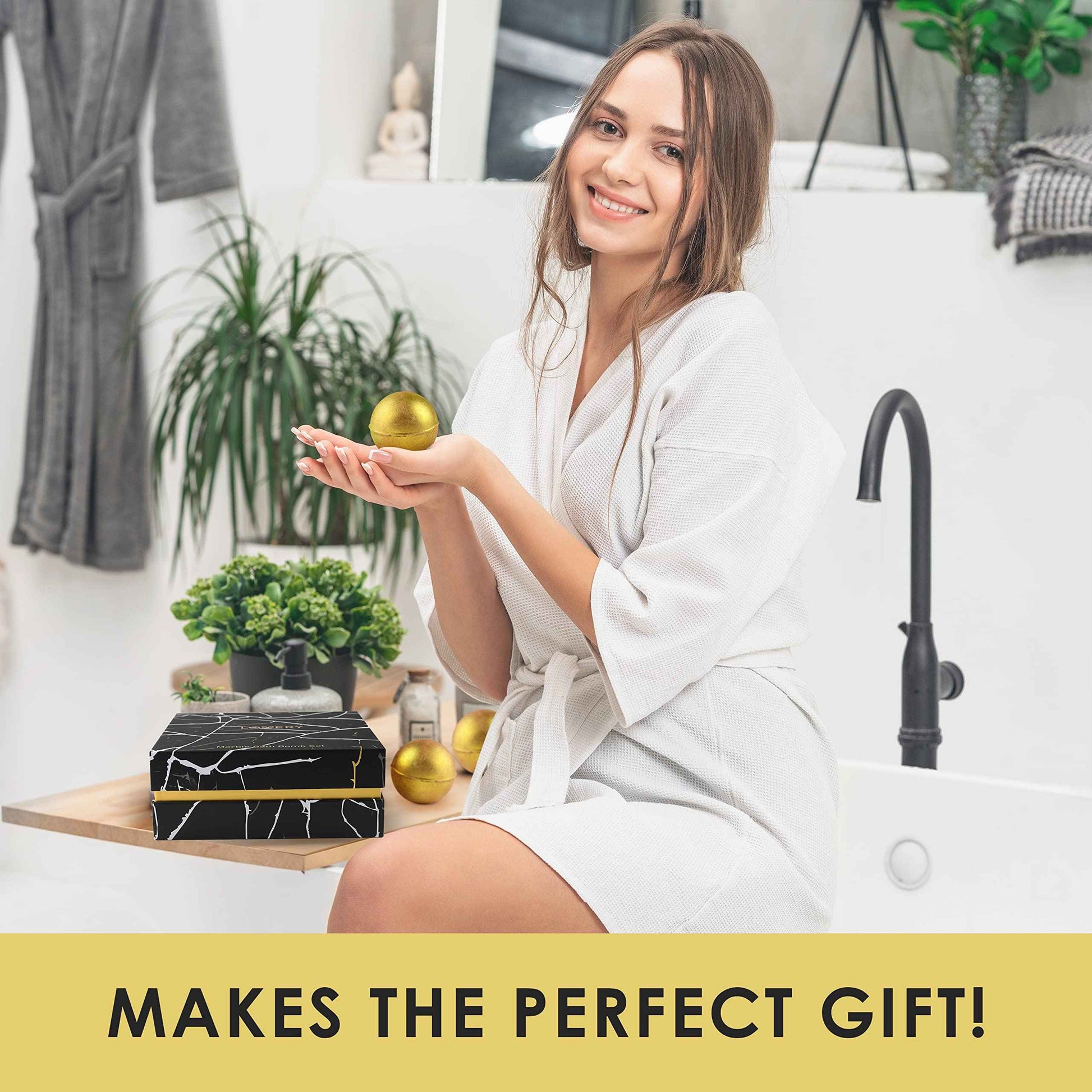 Christmas Gifts, 24K Gold Bath Bombs Set, Deluxe Marble Bath Bomb Gift Set, 9 Bath Bombs for Women & Men, Perfect for Bubble & Spa Bath, Natural Scents, Vanilla Coconut, Lavender, Jasmine & More
