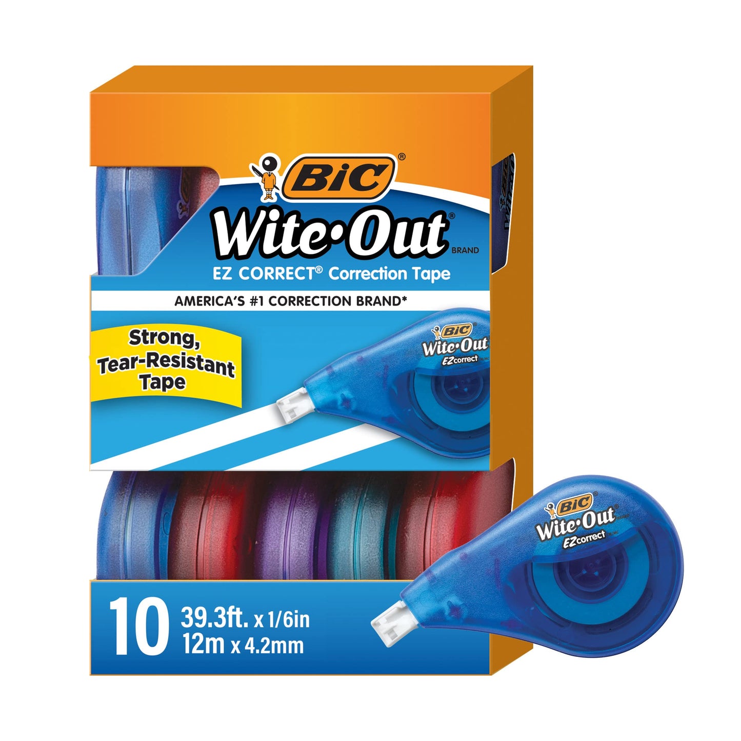 BIC Wite-Out Brand EZ Correct Correction Tape, White, (Pack of 9, 90 Count Total)