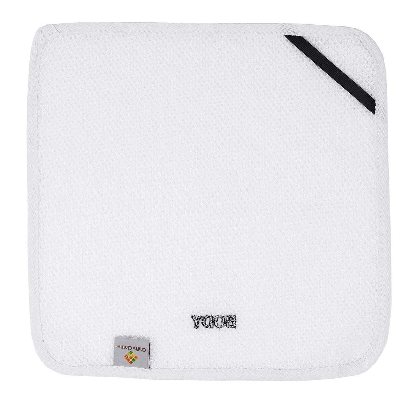 Crafty Cloth 4-Pack Spa Body Cloths | Dual-Sided for Luxurious Soft Lather or Deep Exfoliating Rigid Scrub | Embroidered for Personalized Skin Care (White, Embroidered 4-Piece Set)