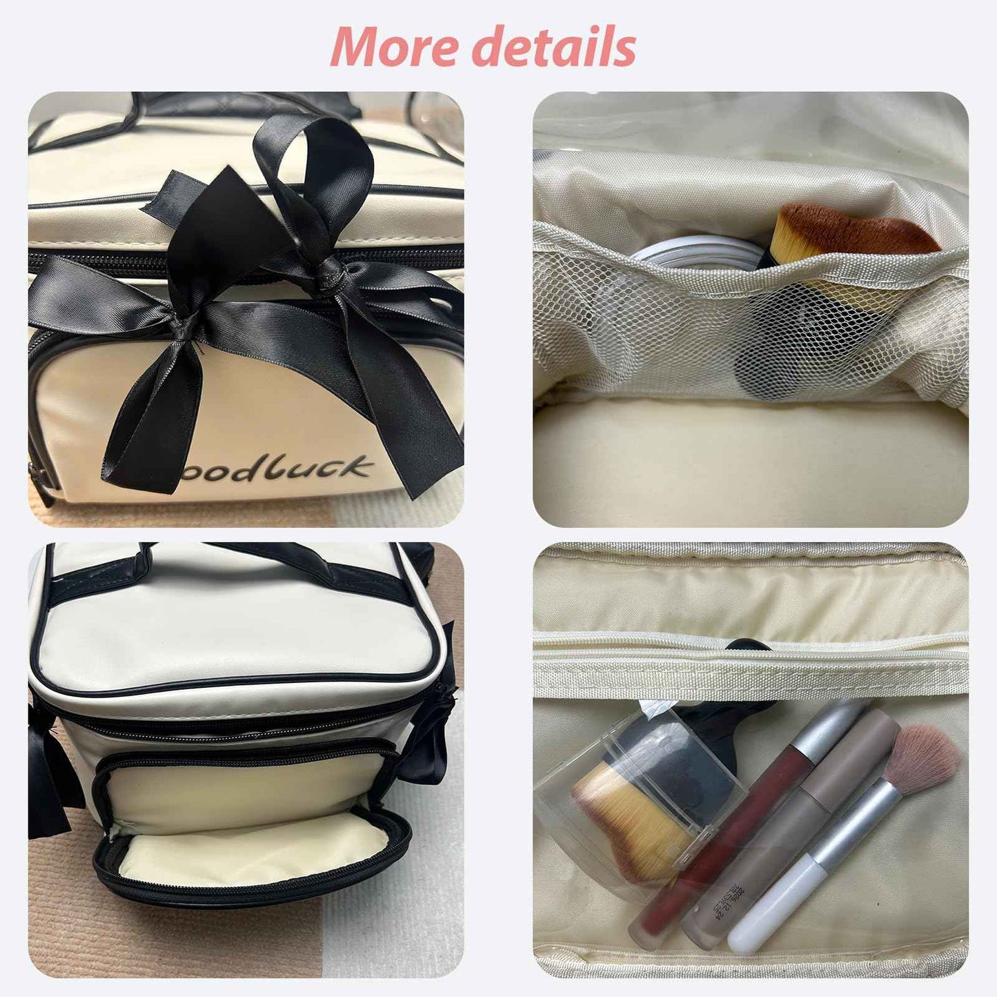 lllyan Travel Makeup Bag for Women, Large Capacity Makeup Portable Storage Bag, Flat Open Waterproof Storage, Toilet Bag Stand up Independent Compartment for Easy Access