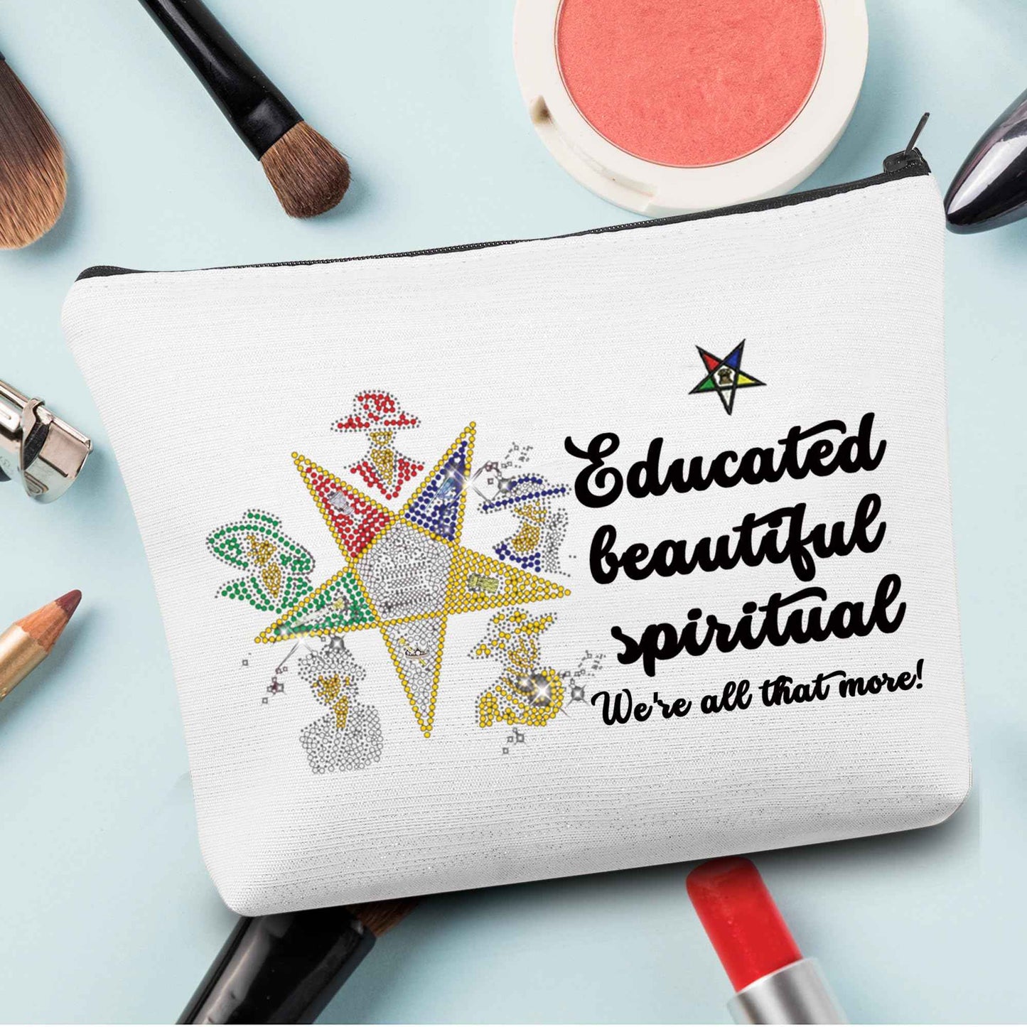CMNIM Order Of The Eastern Star Gift Eastern Star Cosmetic Bag Educated Beautiful Spiritual Sister Sorority Gift for Diva
