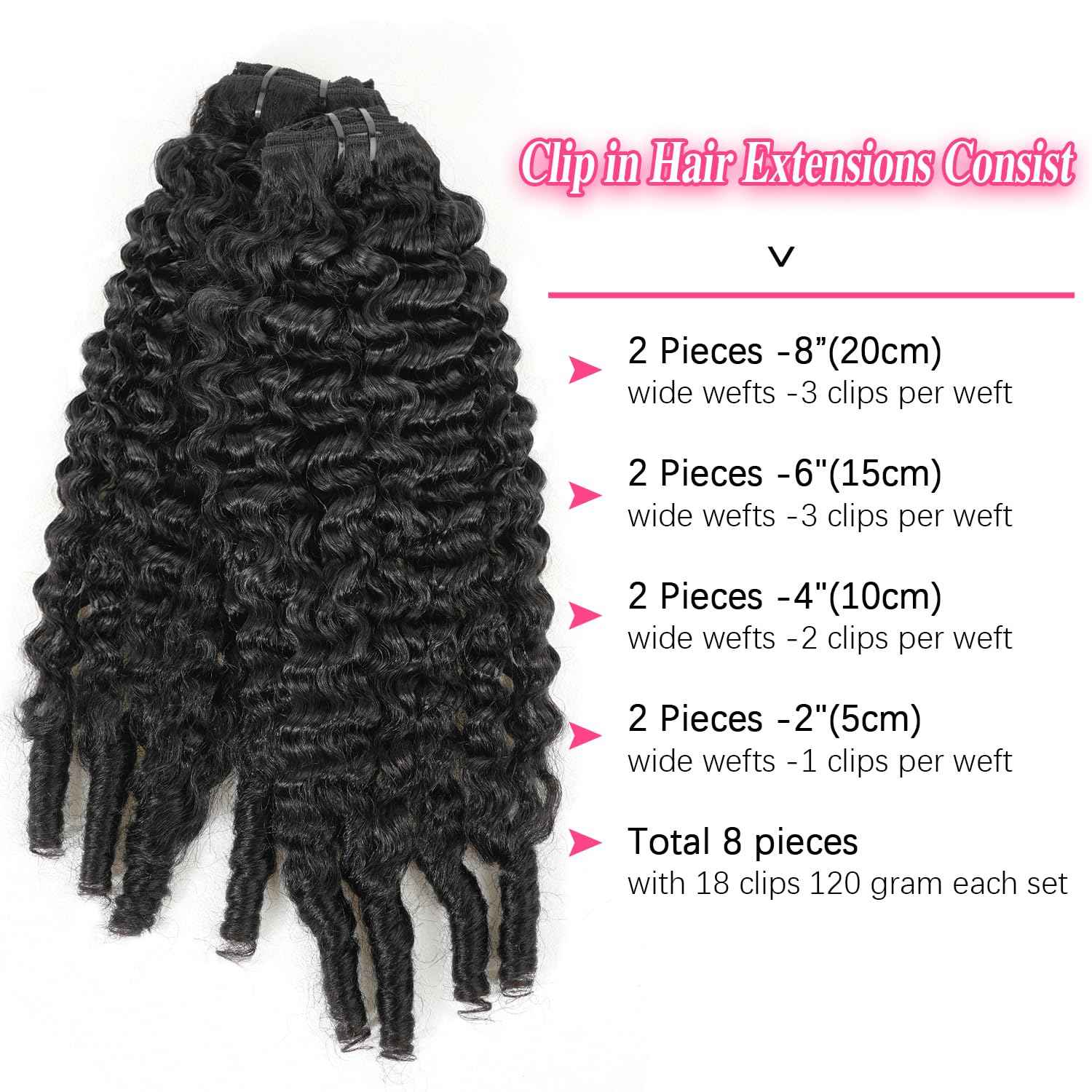 Mihugass Burmese Curly Clip in Hair Extensions #1B Natural Black Color Curly Clip ins For Women Brazilian Virgin Clip on Hair(14inch,#1B)