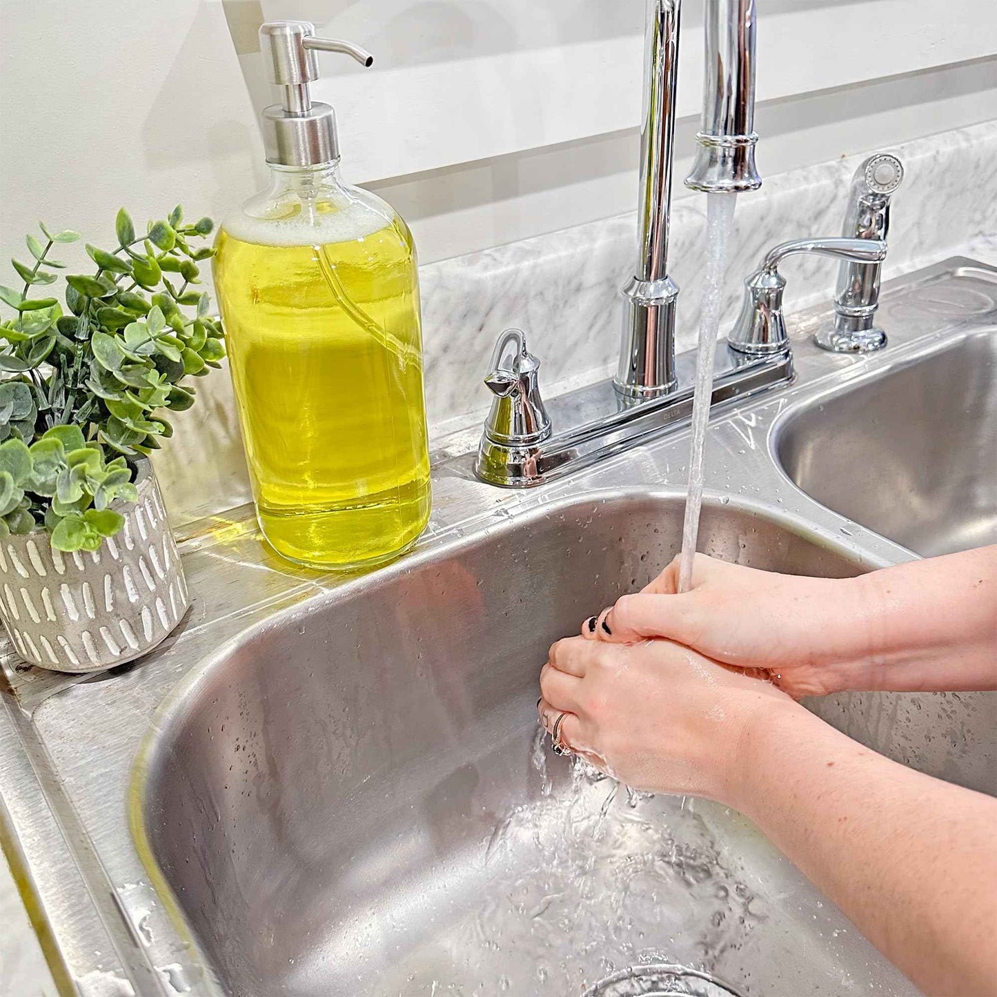 Cornucopia Brands 32oz Glass Pump Bottles w/Stainless Steel Pump (2-Pack, Clear); Economy Size Soap Dispenser for Massage Oils, Lotions, Liquid Soaps