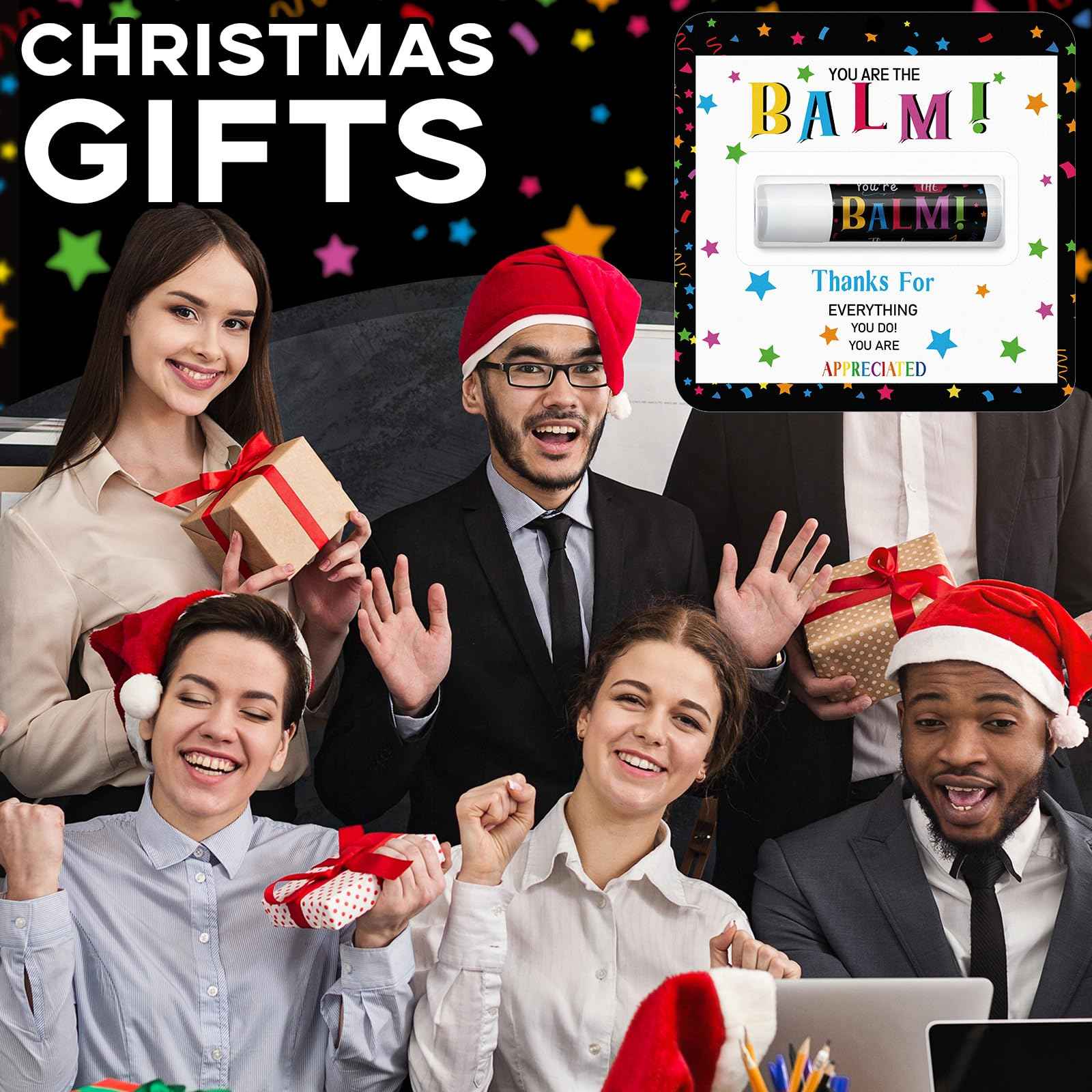 30 Pack Christmas Employee Appreciation Gifts Bulk Lip Balms Thank You Gift for Thanksgiving Day Christmas Party Favor You're the Balm for Staff Team Teachers Volunteer Women Men(Original Flavor)
